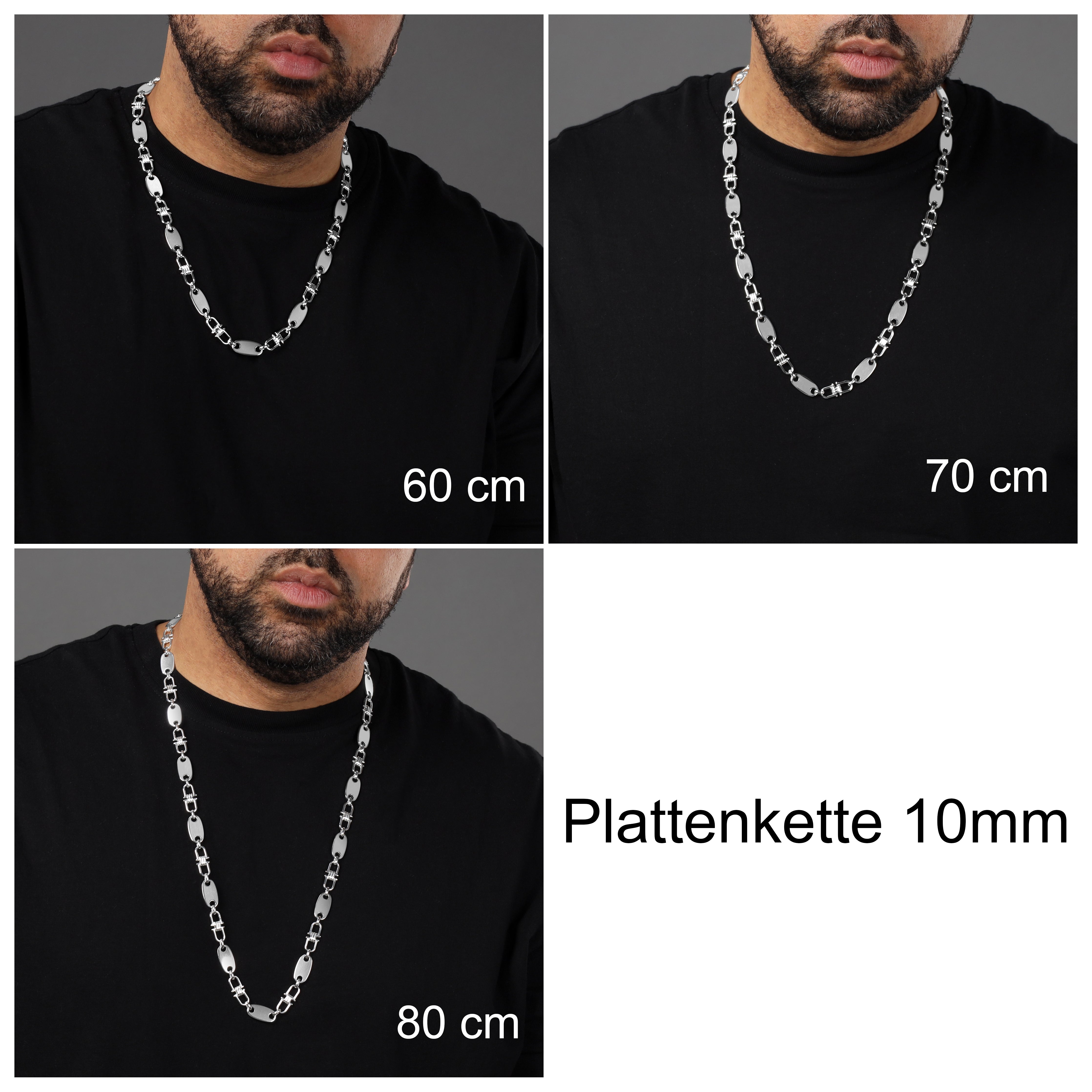 10mm Plattenkette bewegliche Steigbügelkette - 925 Silber - Taipan Schmuck