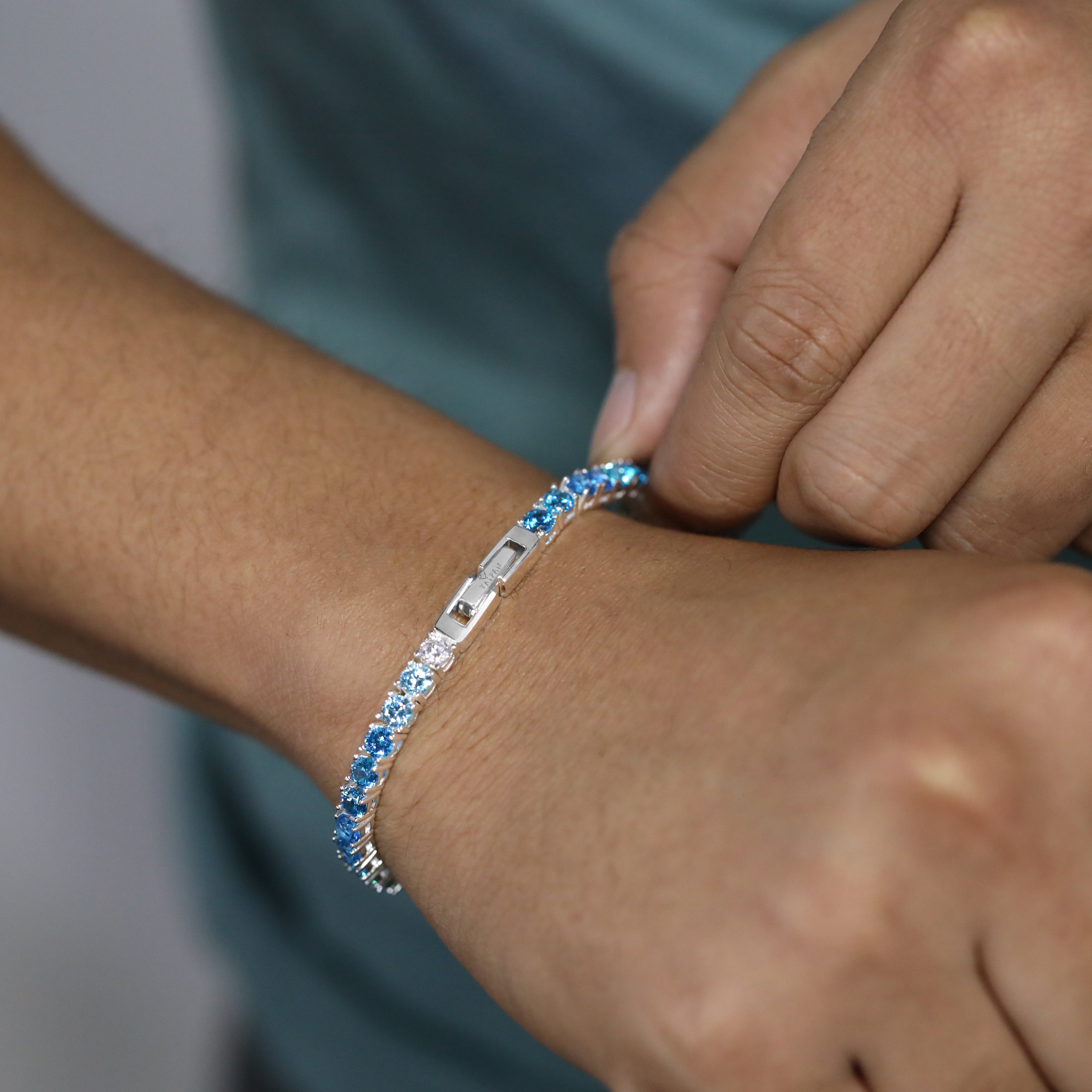 4mm Tennis chain bracelet Armband blau Farbverlauf - aus 925 Sterlingsilber - Taipan Schmuck