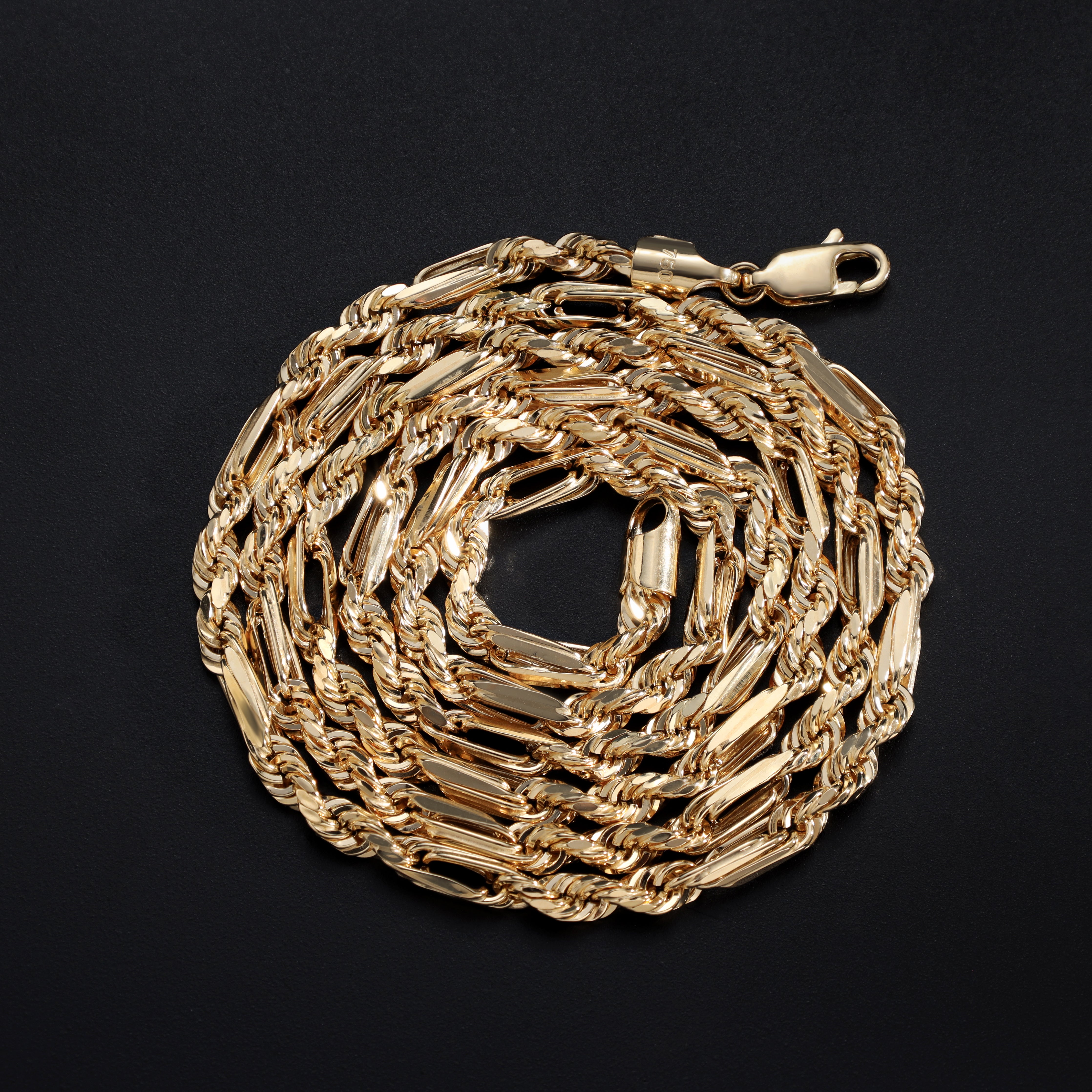 18K 750 Gold Figarope 3,5mm breit 60cm lang Rope Chain Kordelkette Figarokette - Taipan Schmuck