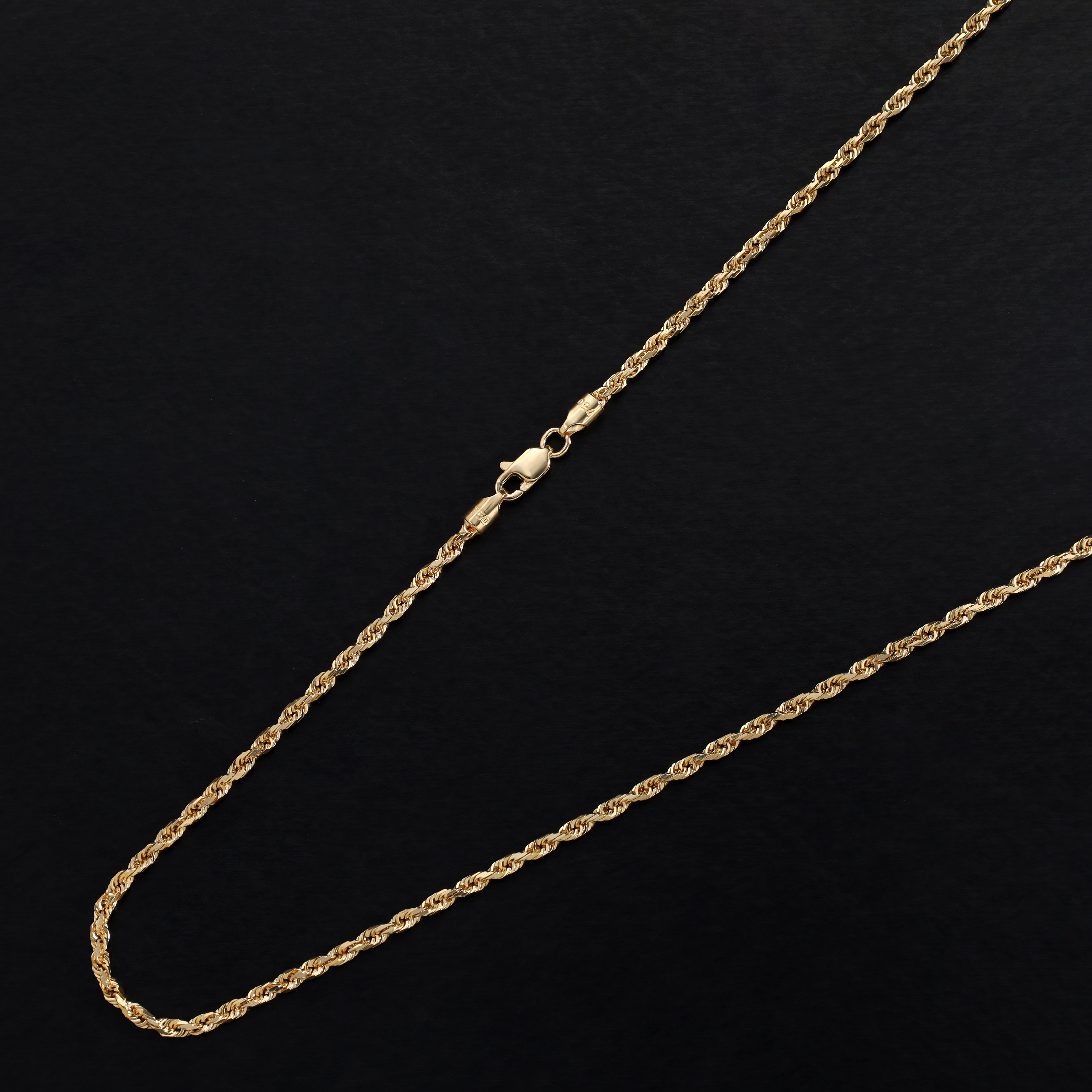 18K 750 Gold Kordelkette Rope Chain 2mm breit 55cm lang - Taipan Schmuck
