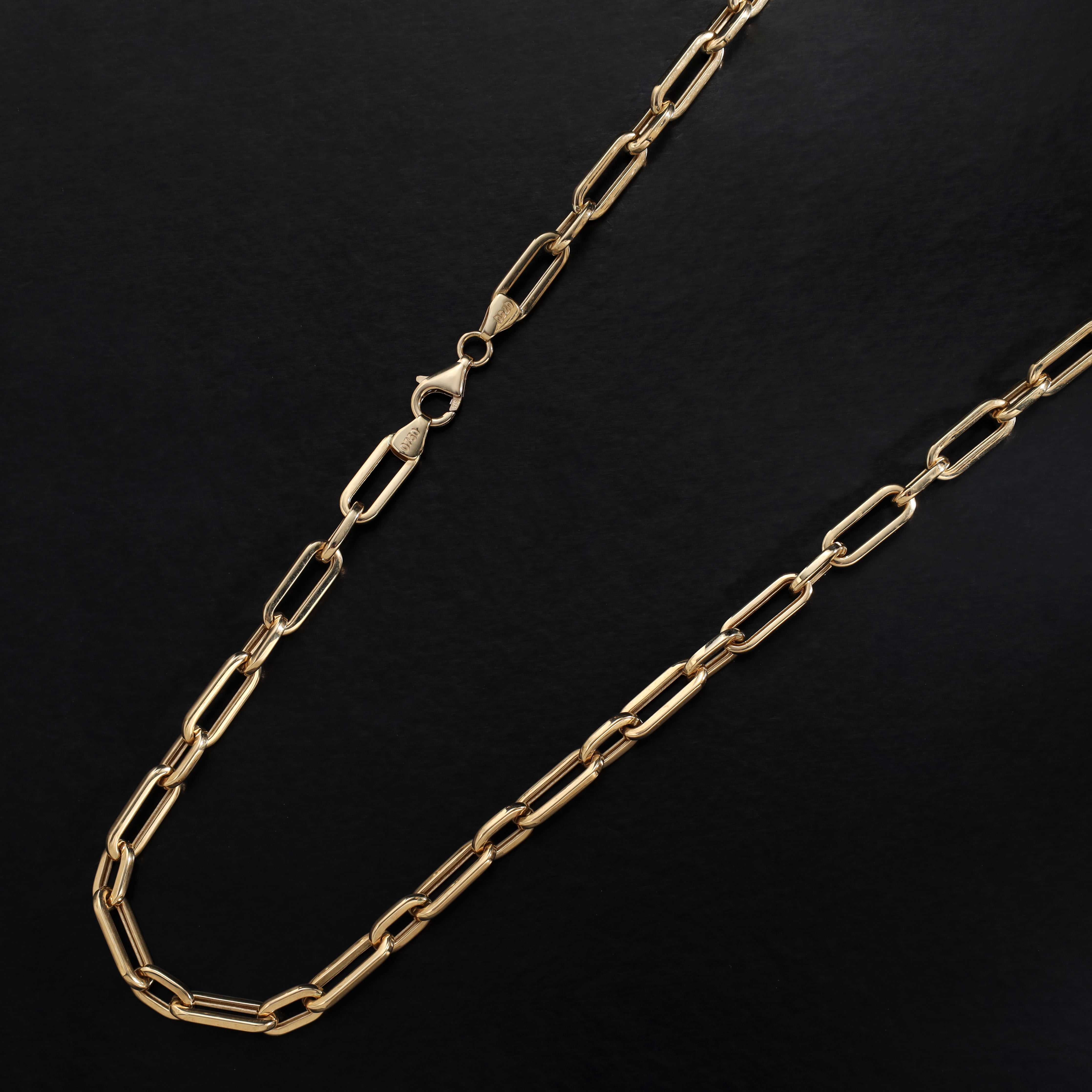 18K 750 Gold Paperclip Chain 5,5mm breit 60cm lang - Taipan Schmuck