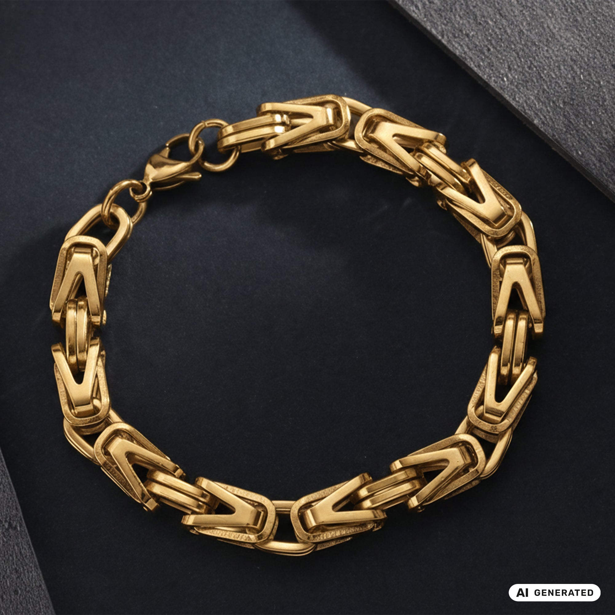 8mm Königskette Armband aus Edelstahl vergoldet