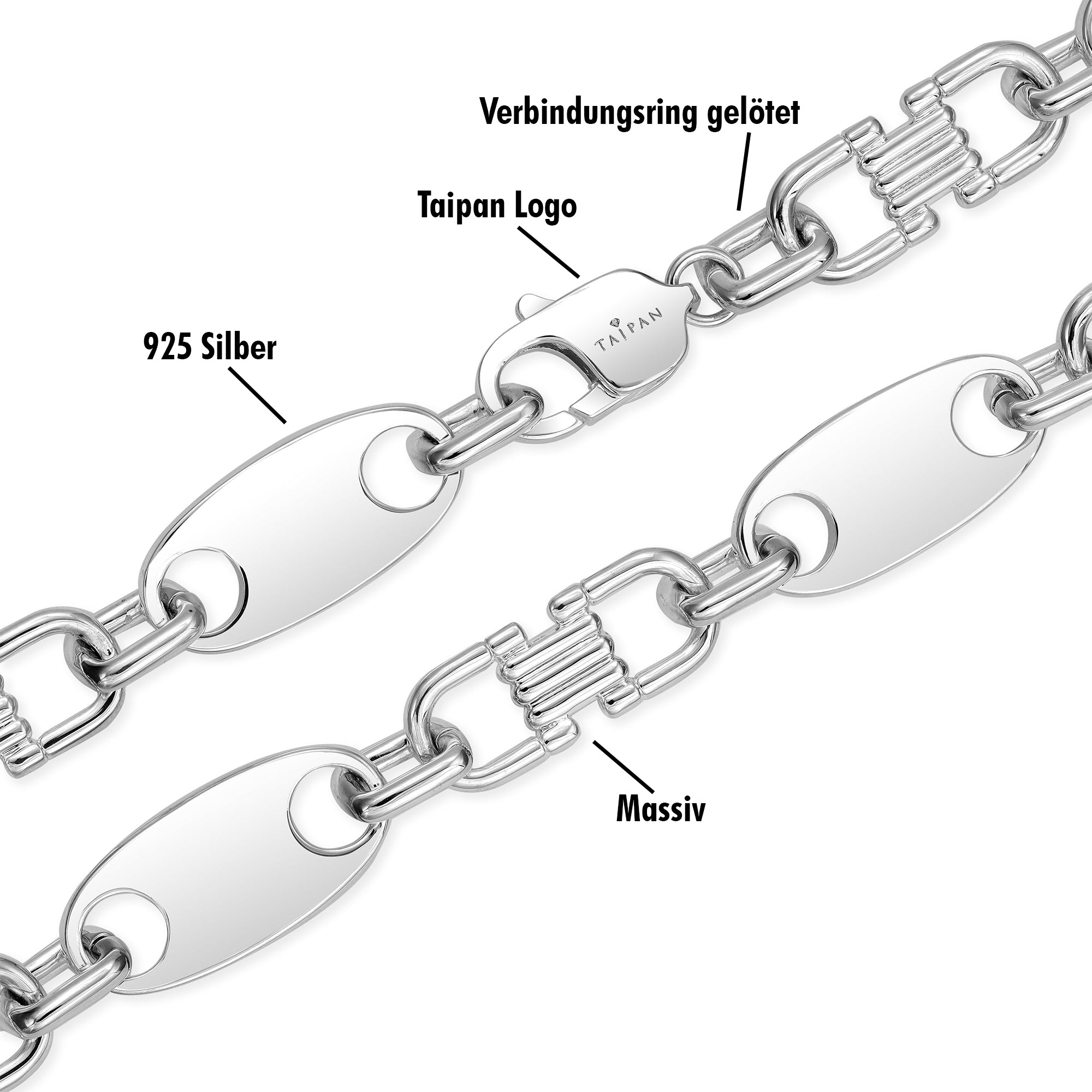 13mm Plate Chain Stirrup Chain - 925 Silver 