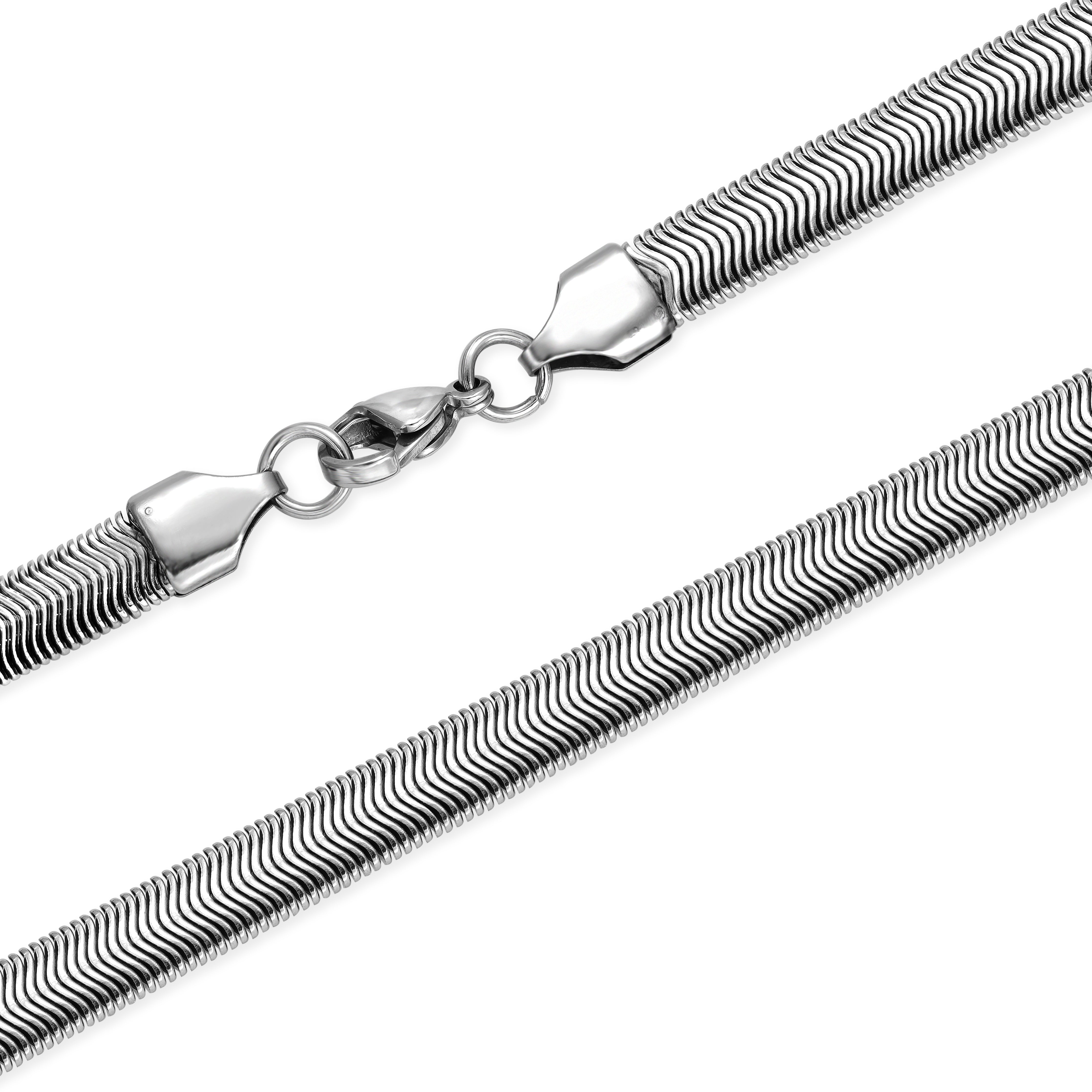 Set 3 - Edelstahl Herringbone Chain 6,3mm breit + Edelstahl Anhänger - Taipan Schmuck