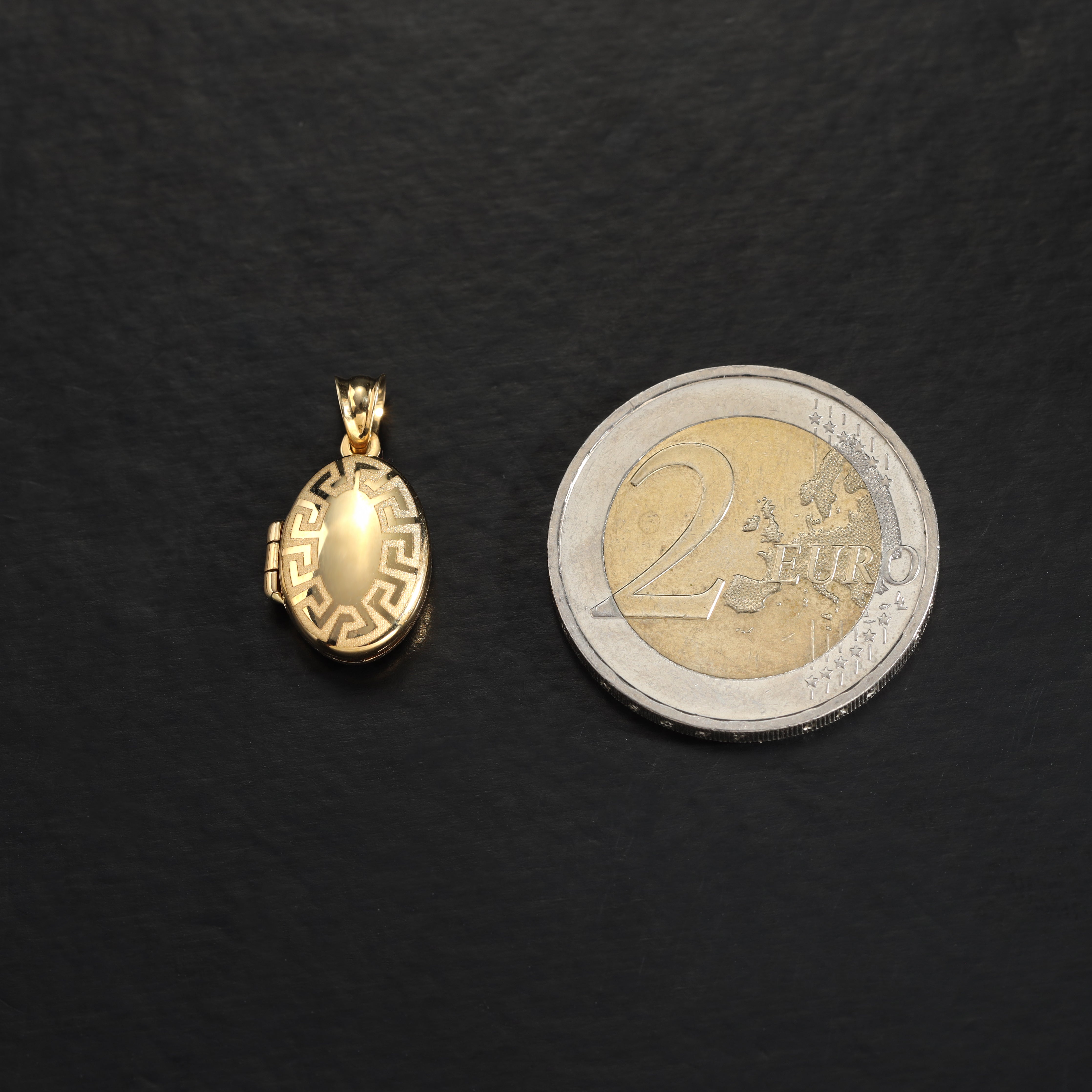 18K 750 Gold Medaillon mit Santorini Design Anhänger für Goldkette - Taipan Schmuck