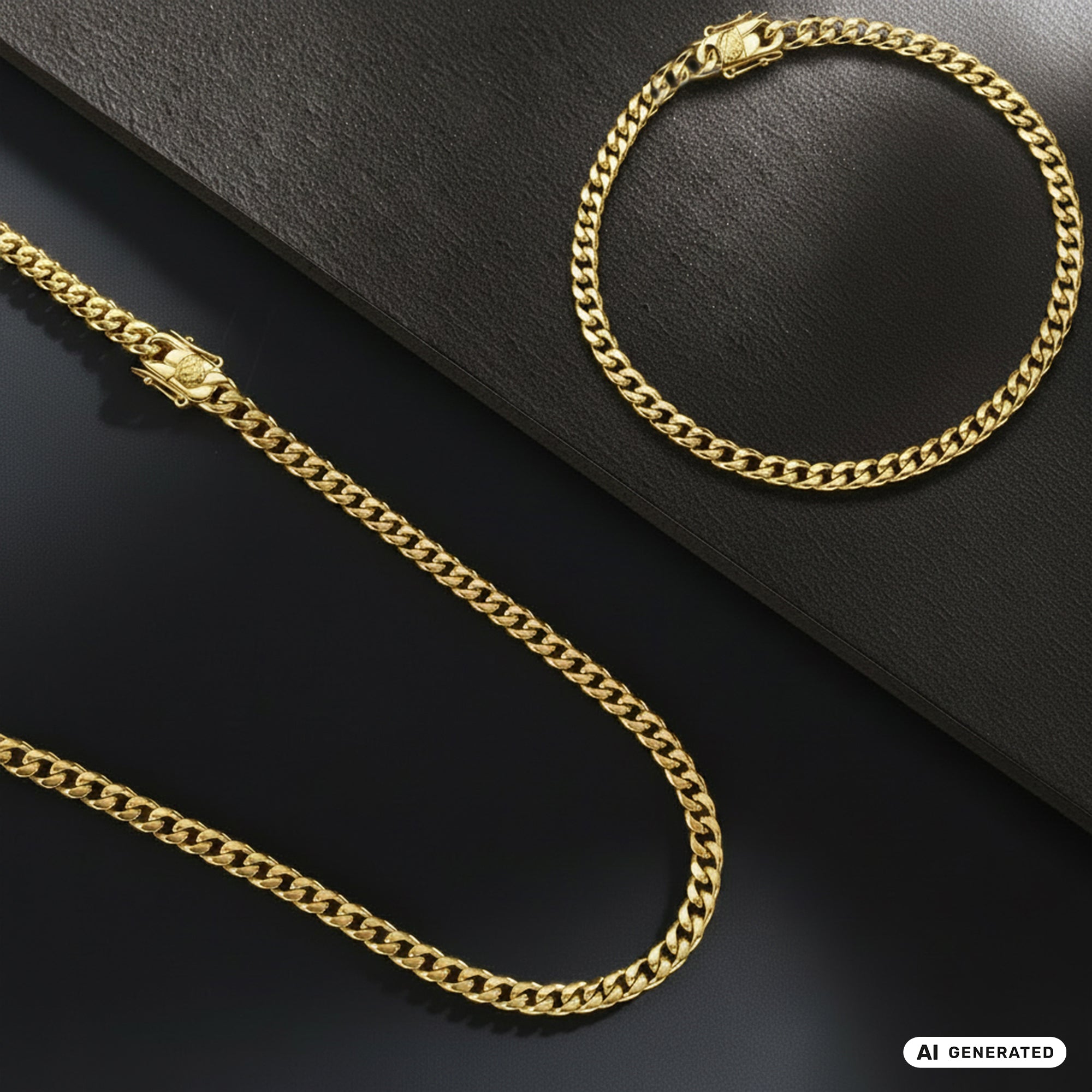 Set - Kette + Armband vergoldet 6mm Miami Cuban Link Panzerkette aus Edelstahl