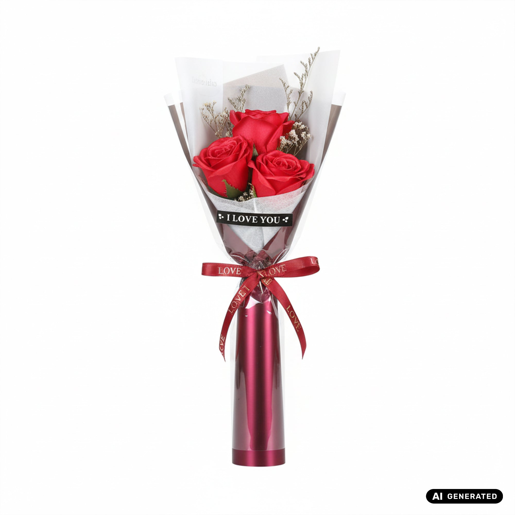 Elegantes Deko-Rosen Bouquet I LOVE YOU für Valentinstag, Jahrestag, Geburtstag
