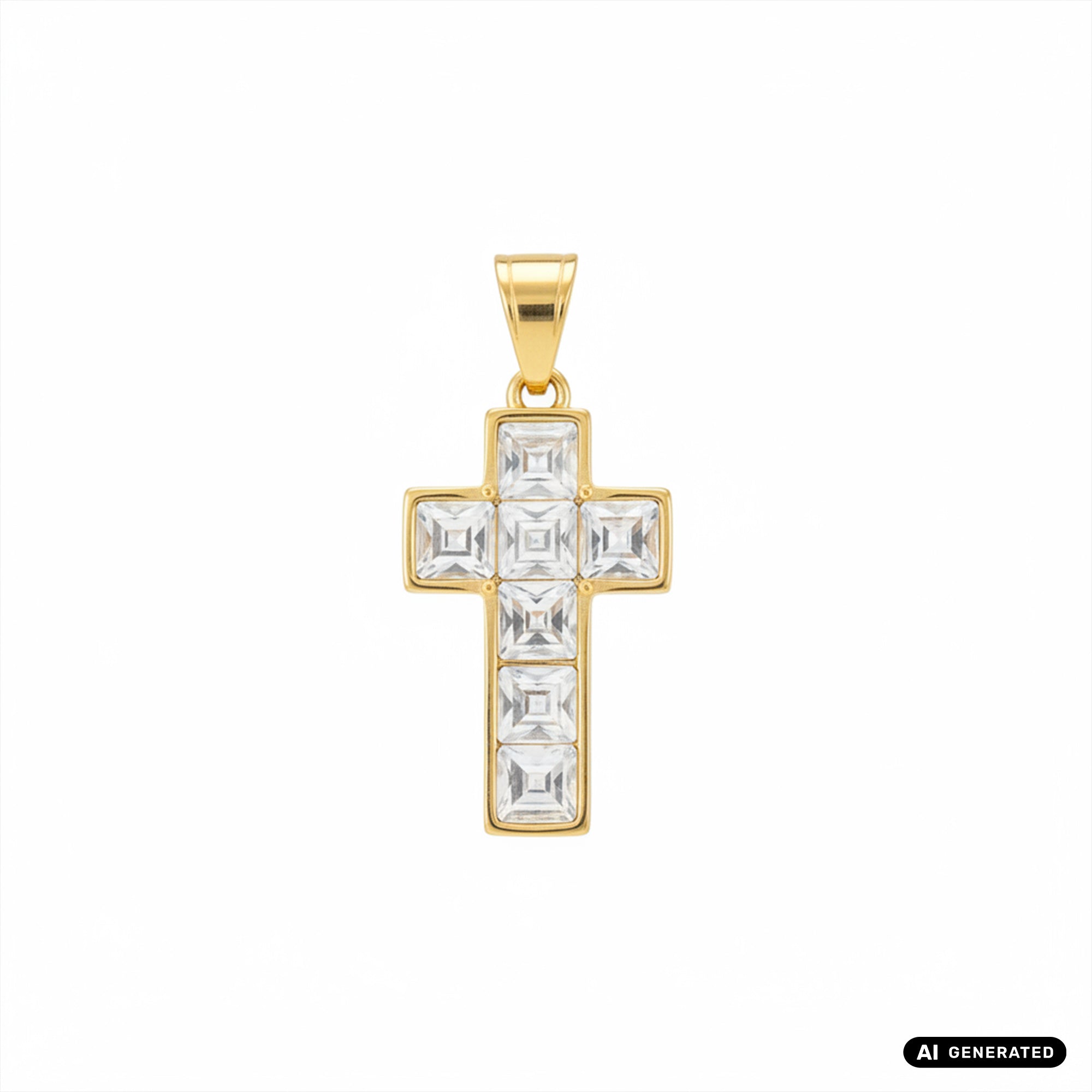 Kreuz Anhänger Iced Out Stil aus Edelstahl vergoldet