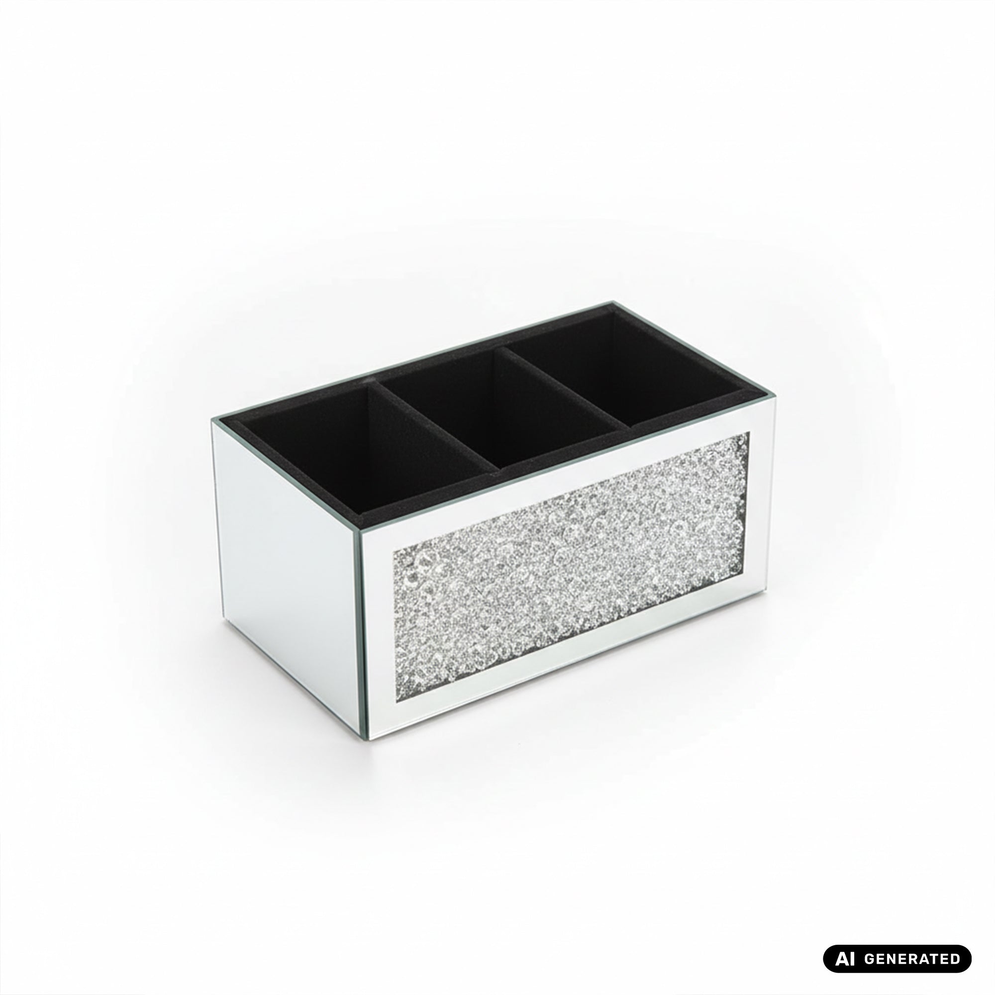Elegante offene Schminkbox mit Kristall-Glitzer