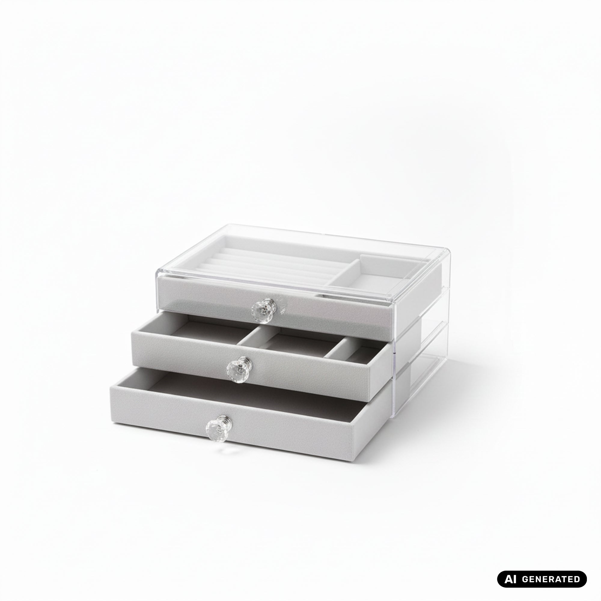 Schöne Acrylic 3-Schubladen Box in grau Schmuckbox Schmuckschatulle