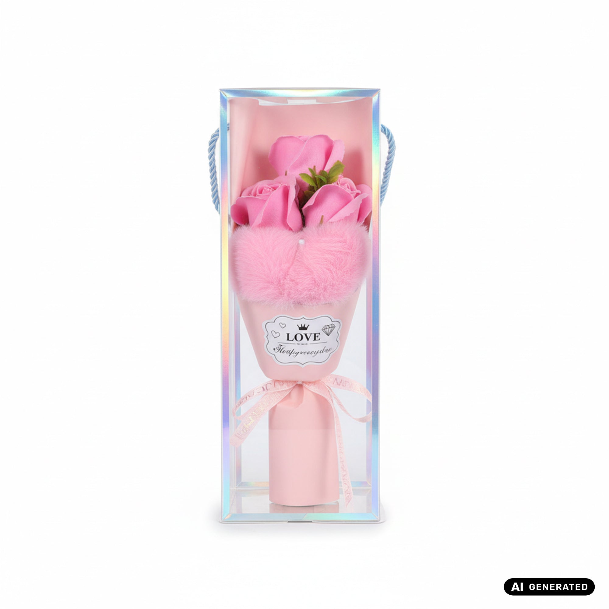 Elegante Deko-Rose in holografischer Geschenkbox für Valentinstag, Jahrestag, Geburtstag
