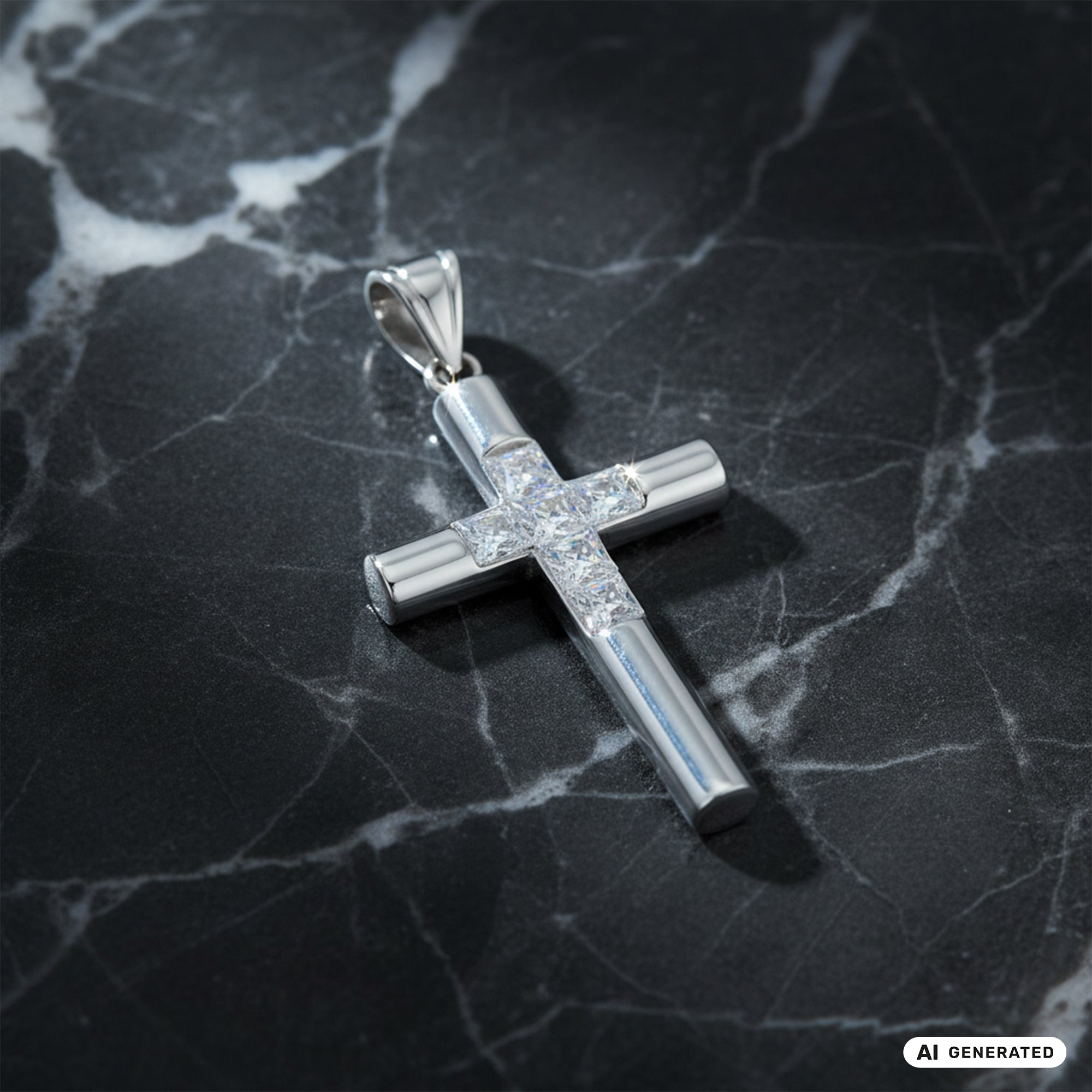 Kreuz Anhänger Iced Out Stil aus Edelstahl