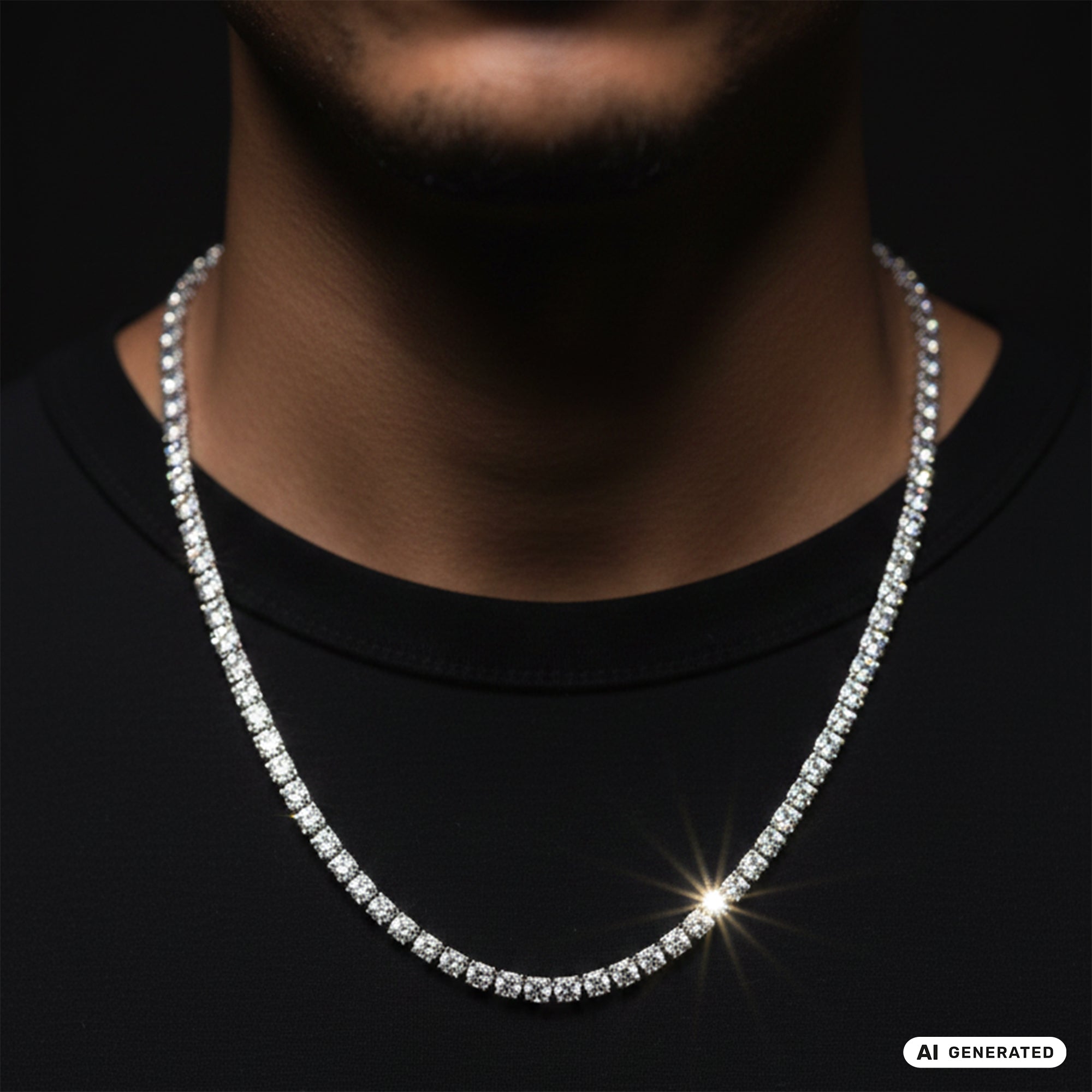 Tennis Chain Kette 4mm breit aus Edelstahl VVS