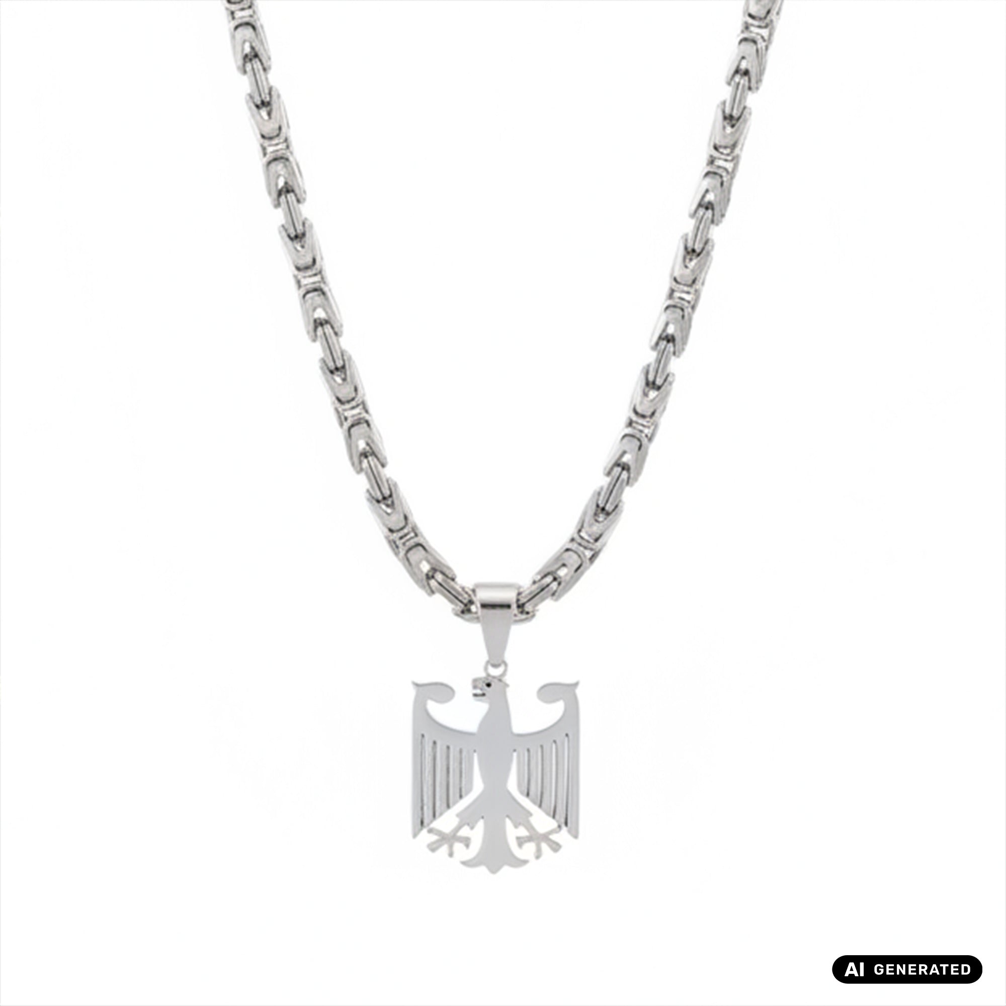 Set - Deutscher Adler + 6mm Königskette aus Edelstahl