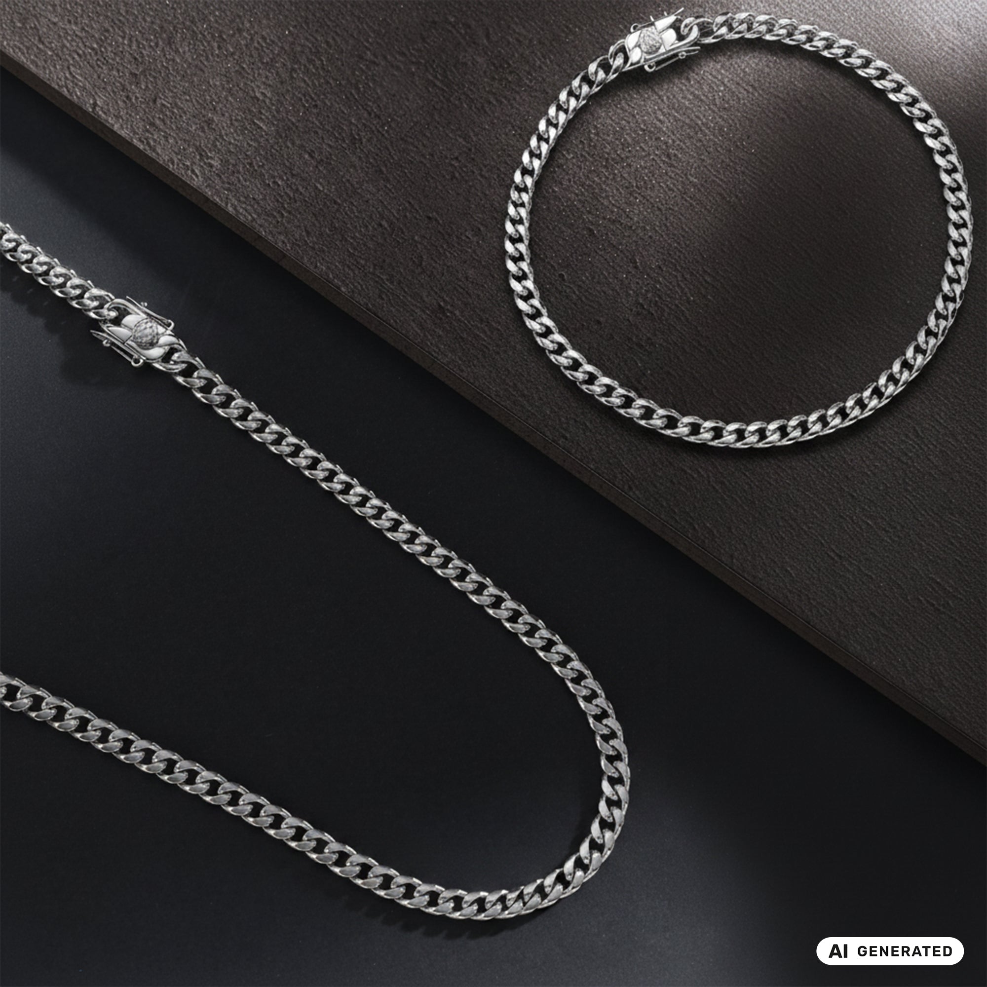 Set - Kette + Armband 6mm Miami Cuban Link Panzerkette aus Edelstahl