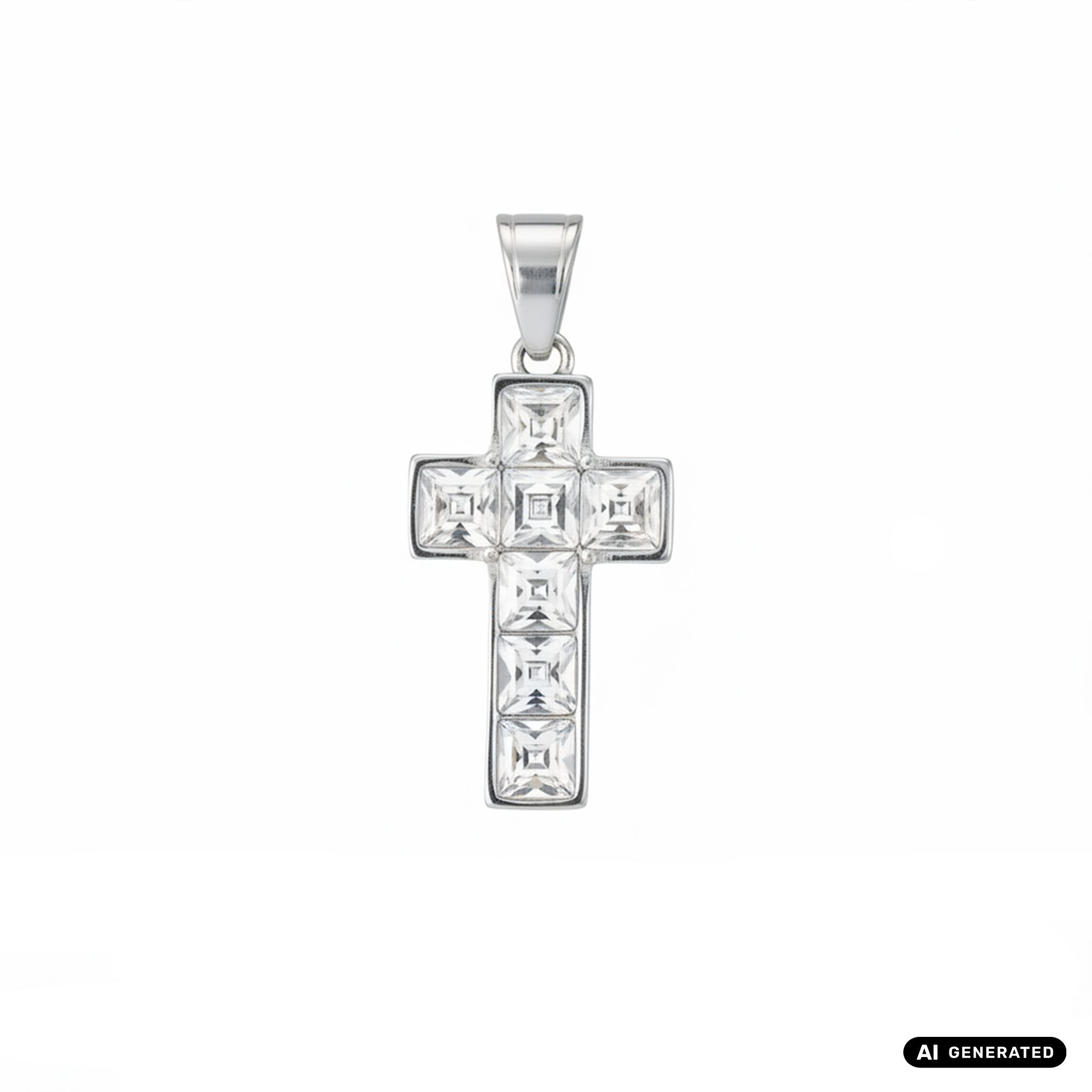 Kreuz Anhänger Iced Out Stil aus Edelstahl