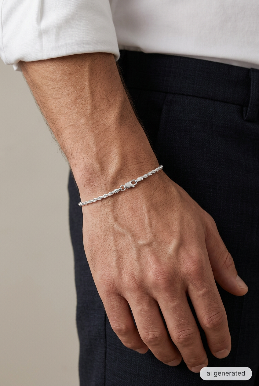 Rope Chain Armband diamantiert aus Sterlingsilber