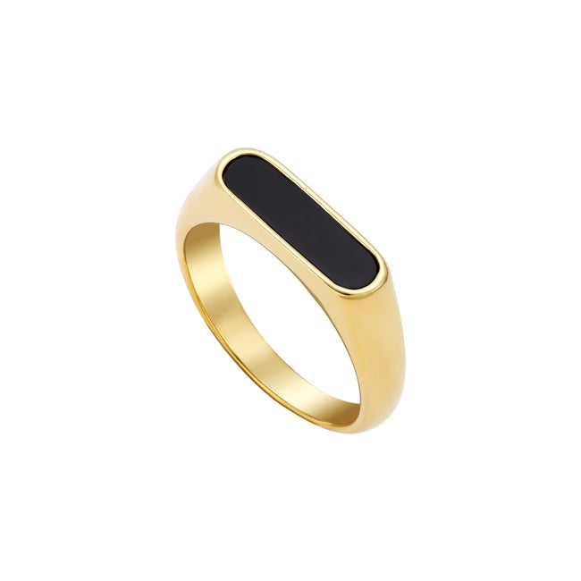 Bild von Eleganter Ring Siegelring Größe 5-13 unisex aus Edelstahl 18K vergoldet