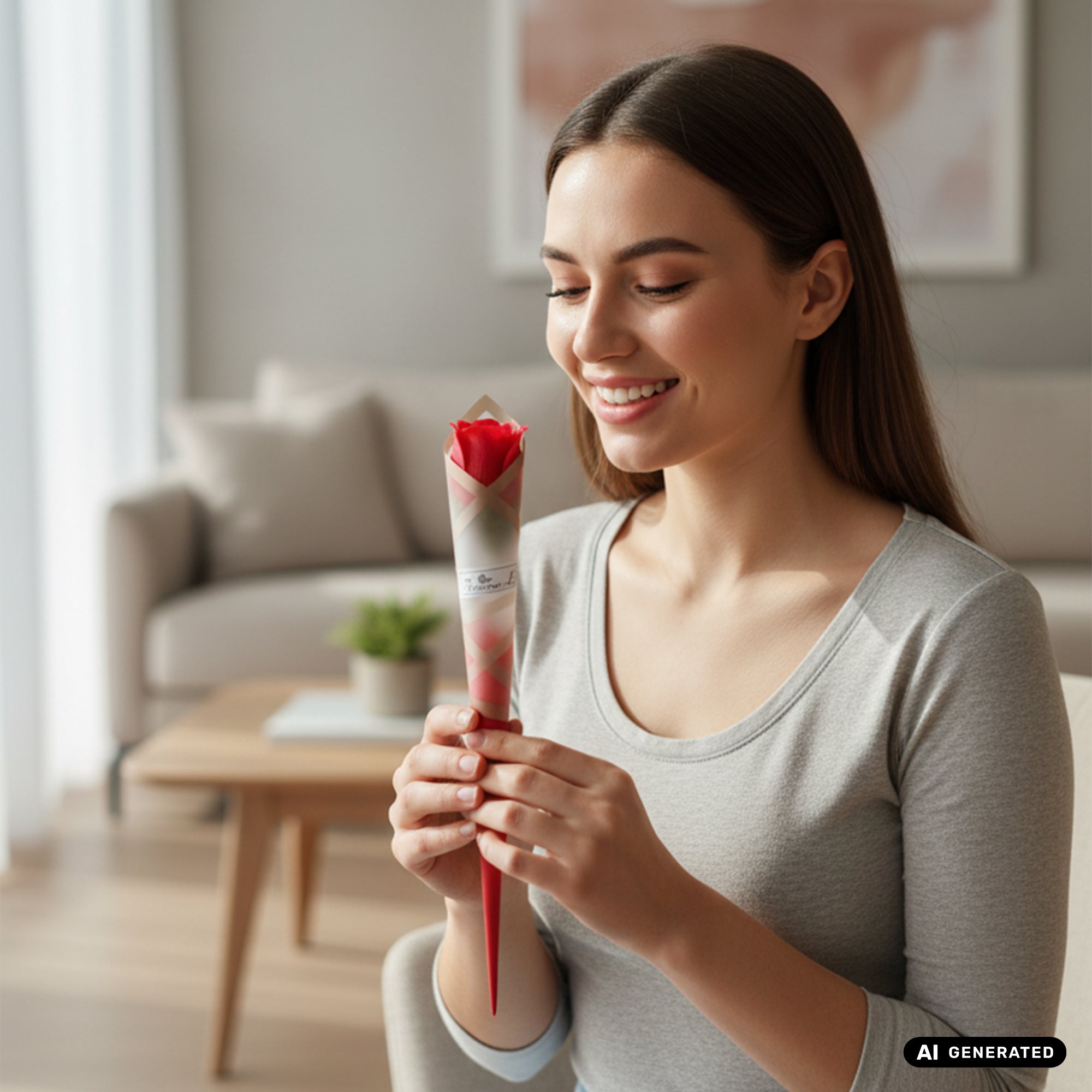 Elegante einzelne Deko-Rose Forever Love für Valentinstag, Jahrestag, Geburtstag