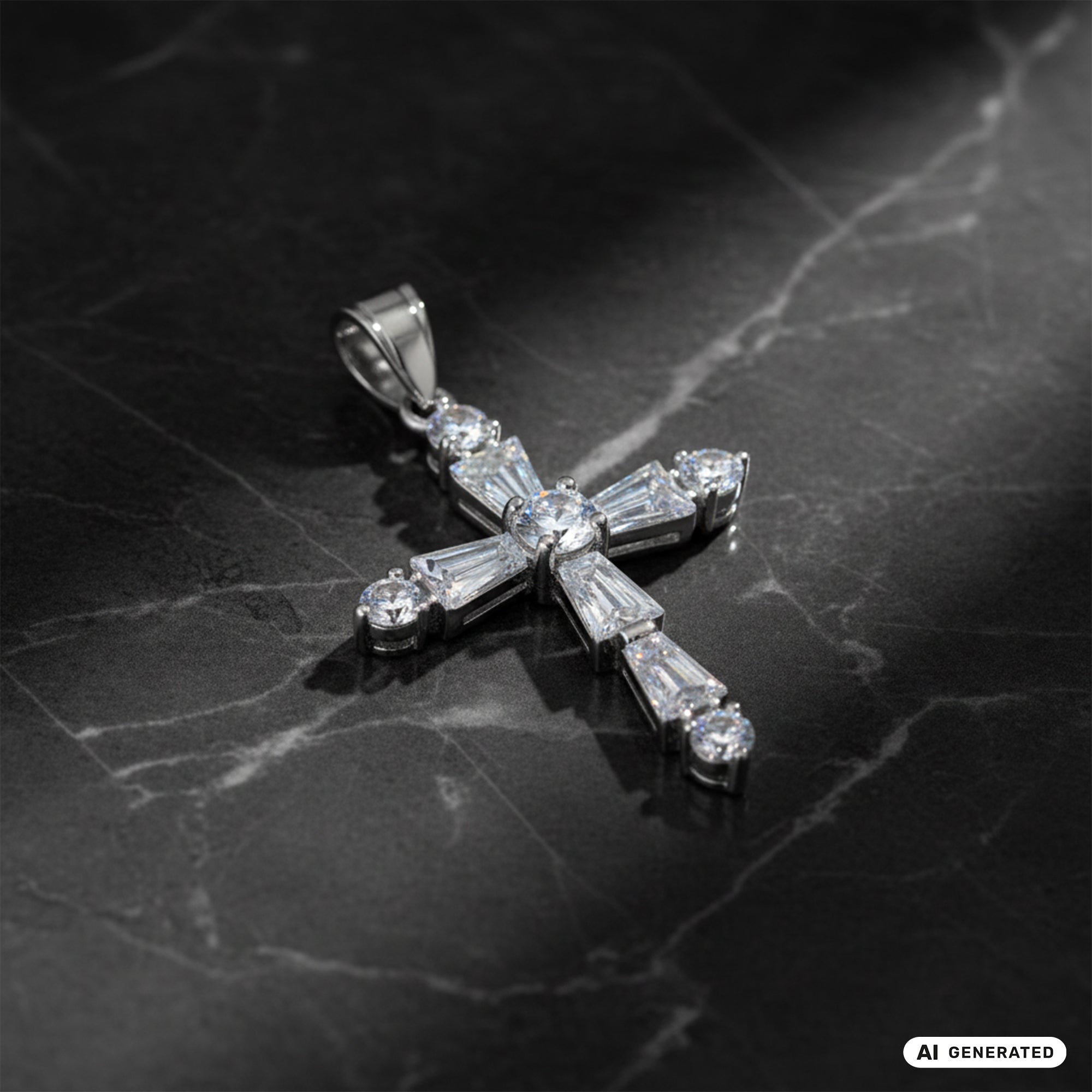 Kreuz Anhänger Iced Out Stil aus Edelstahl