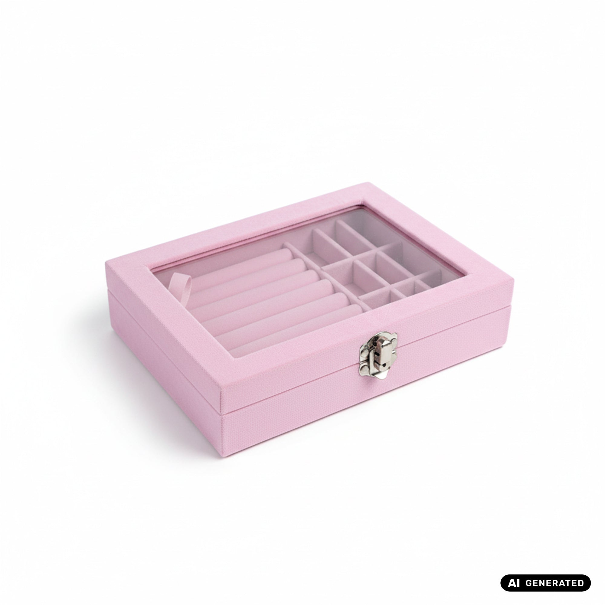 Elegante Schmuckbox mit 9 Fächern in Rosa Aufbewahrung von Schmuck