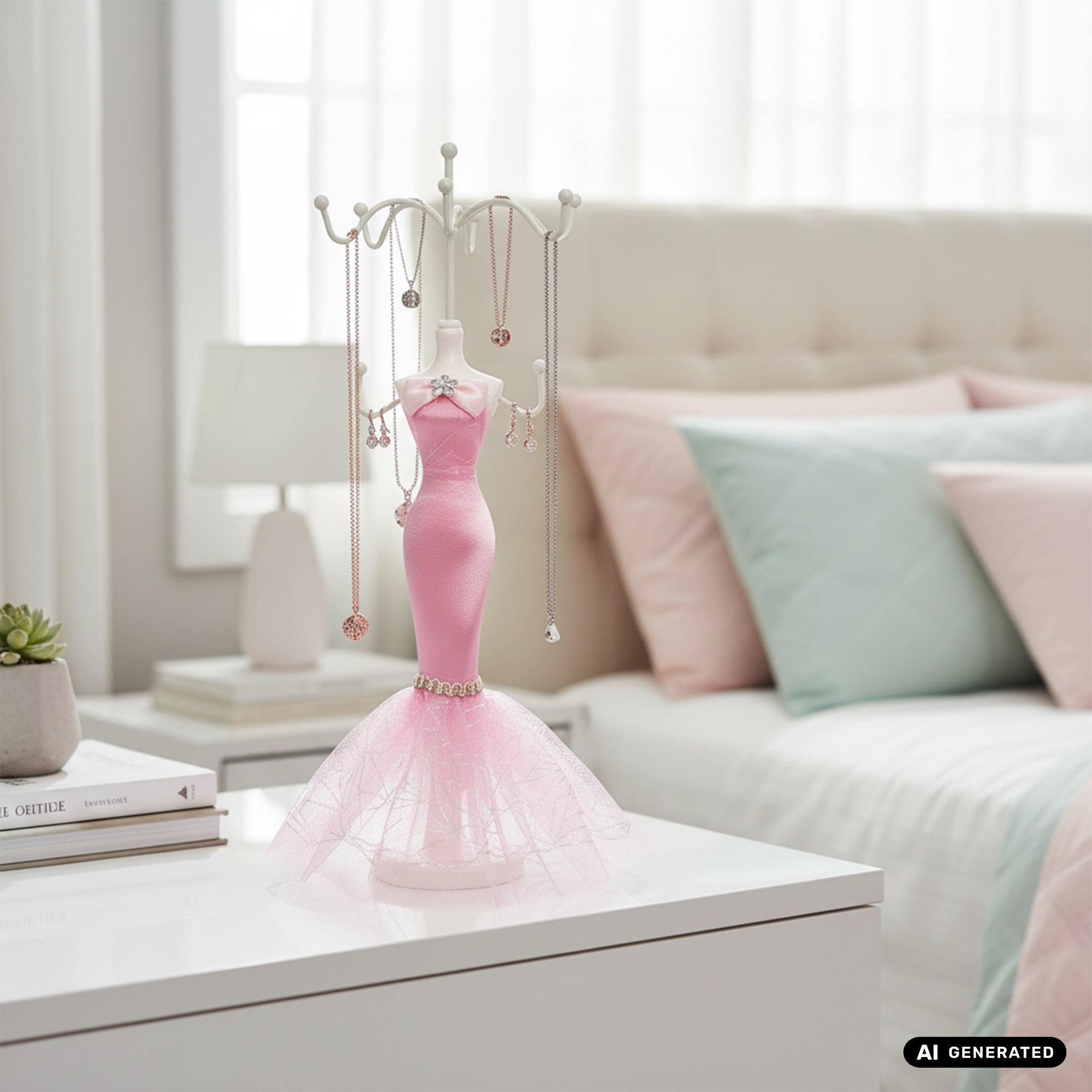 Schmuckständer als Puppe in pink Schmuck Mannequin Deko