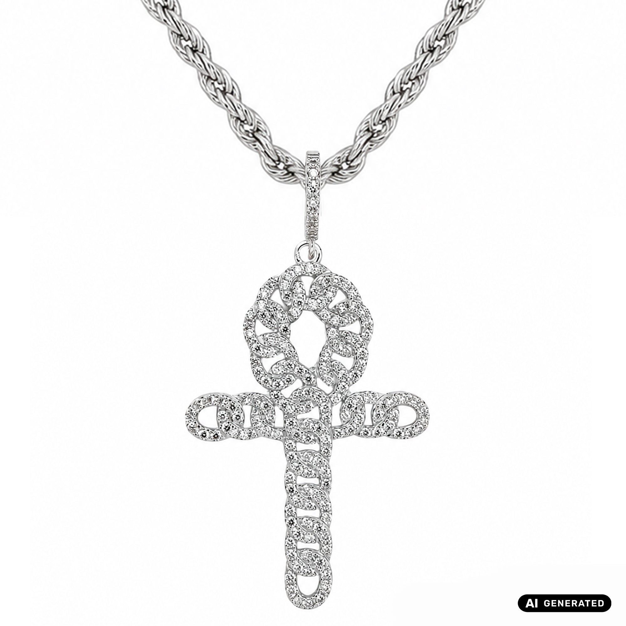 Kreuz Anhänger iced out aus 925 Sterlingsilber