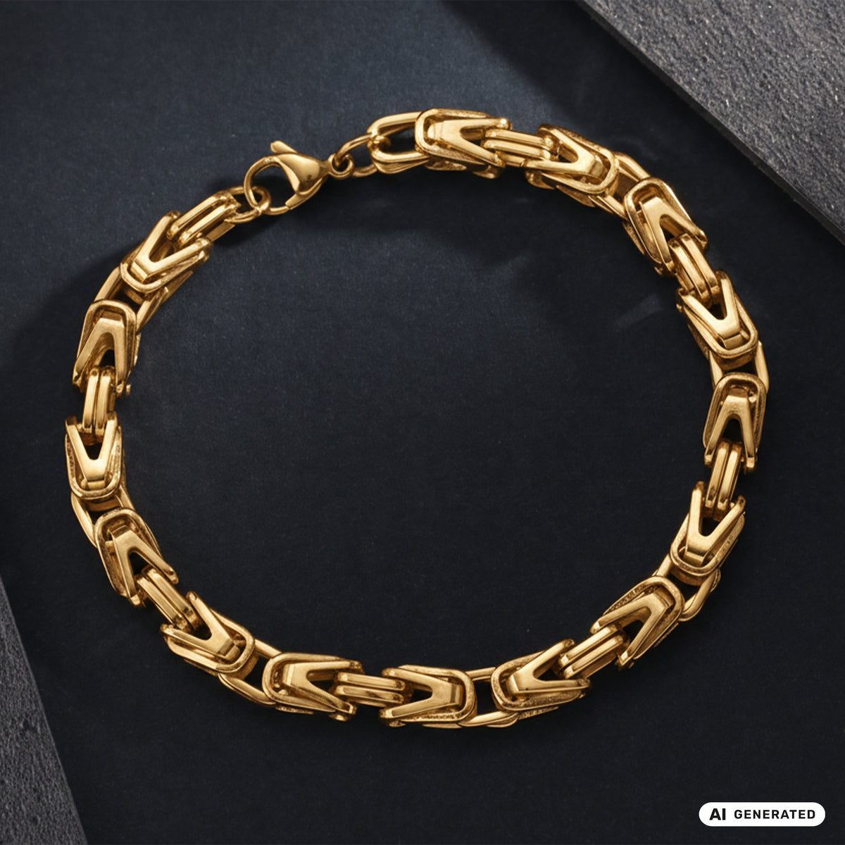 6mm Königskette Armband aus Edelstahl vergoldet