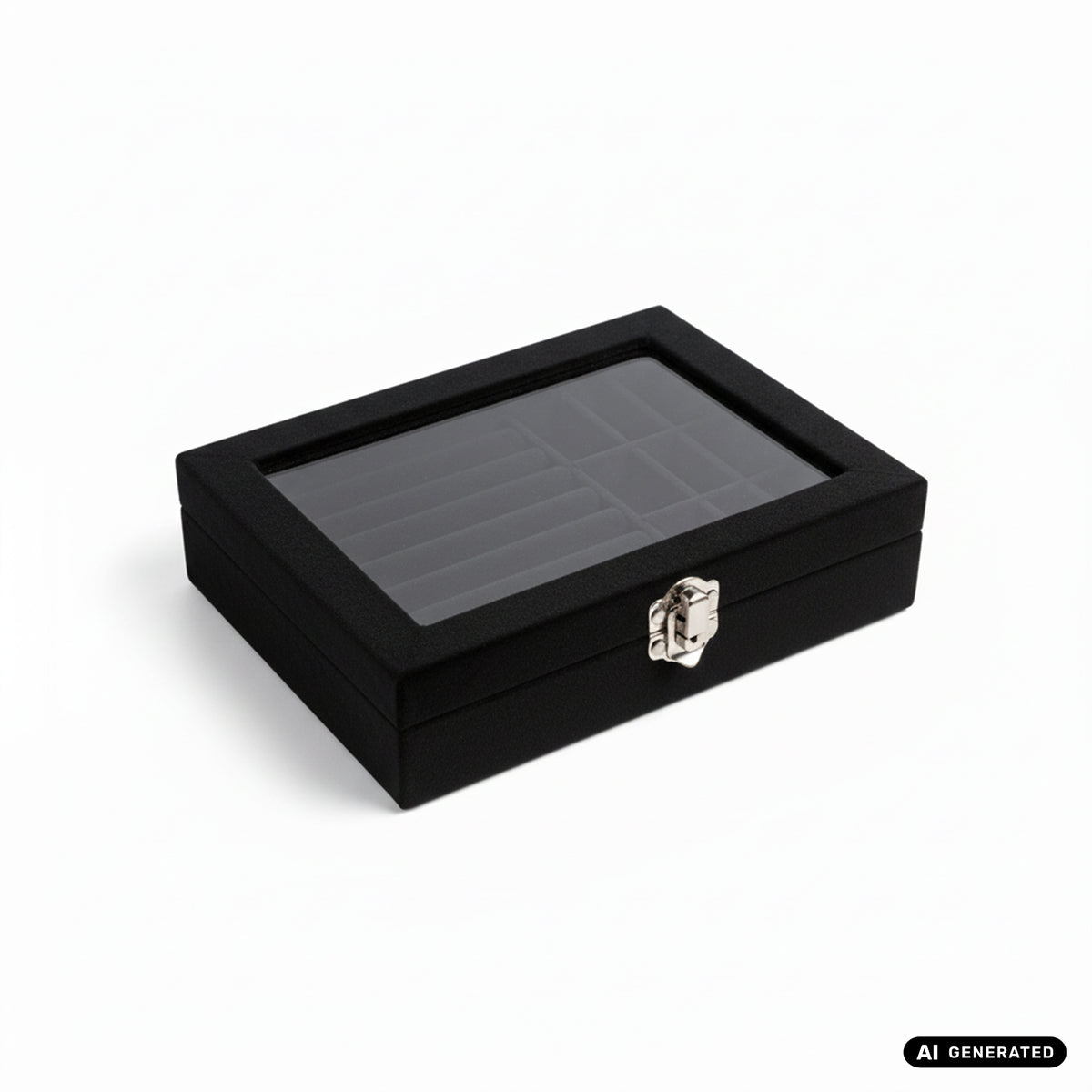 Elegante Schmuckbox mit 9 Fächern in Schwarz Aufbewahrung von Schmuck
