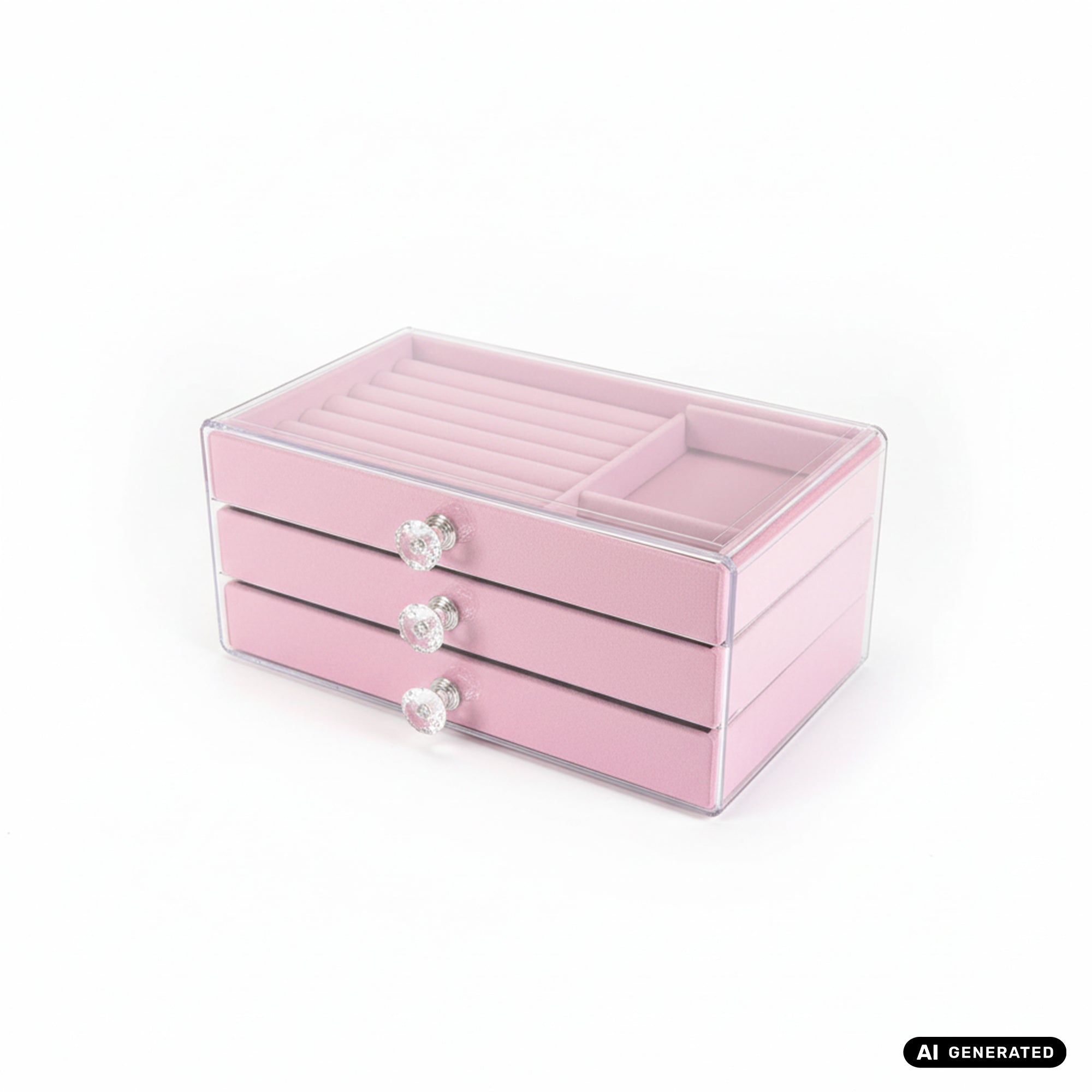 Schöne Acrylic 3-Schubladen Box in rosa Schmuckbox Schmuckschatulle