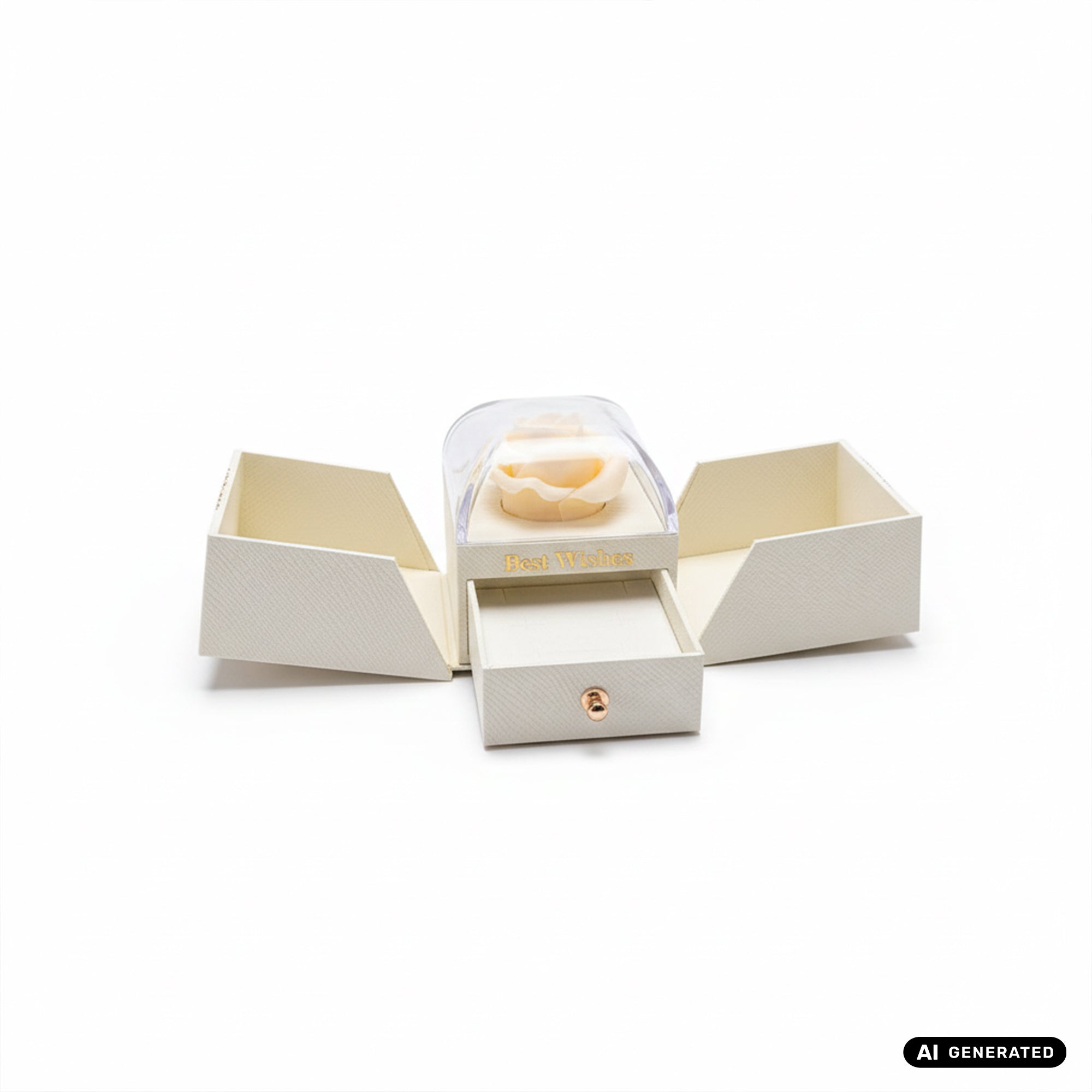 Schmuckbox Geschenkbox mit Rose in creme weiß
