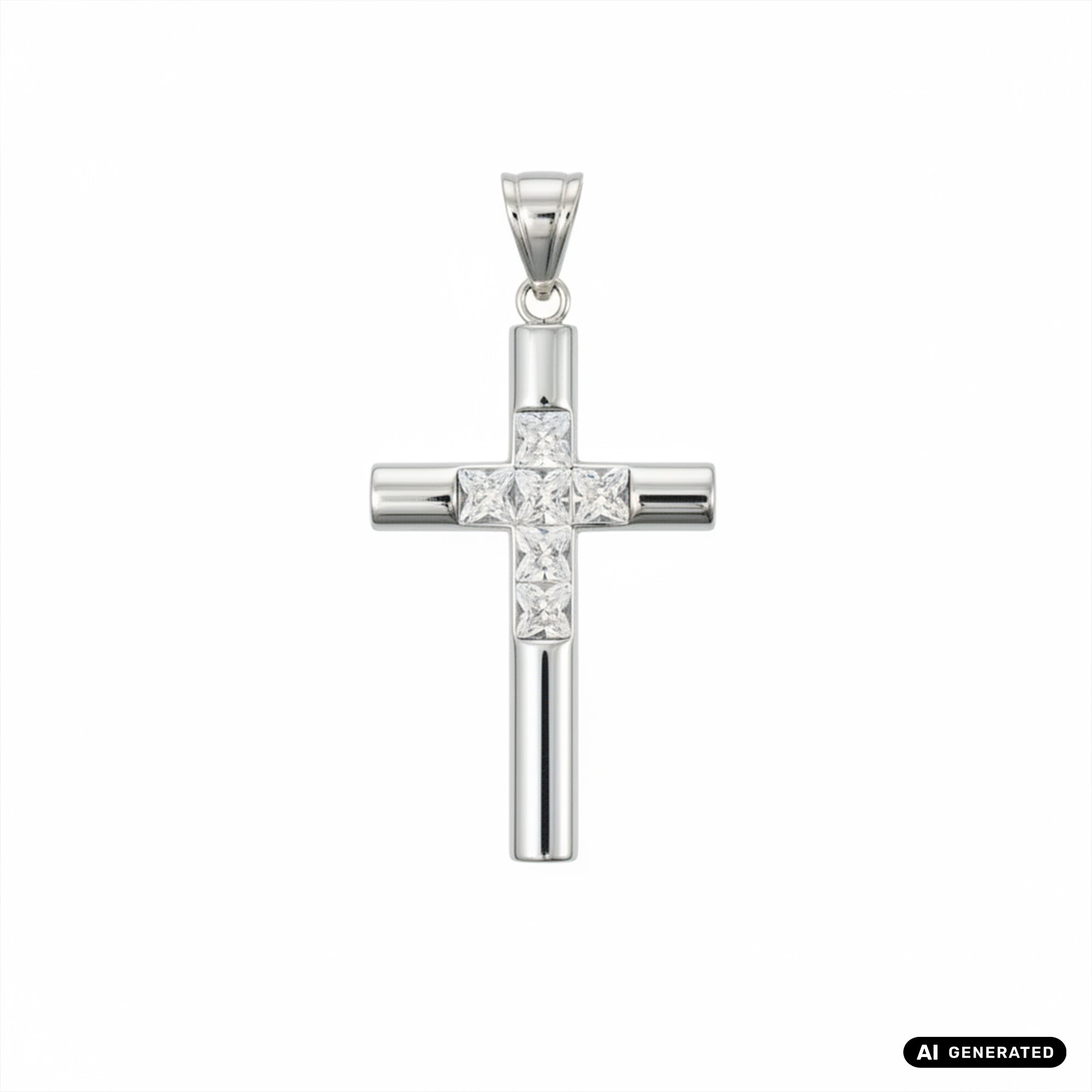 Kreuz Anhänger Iced Out Stil aus Edelstahl