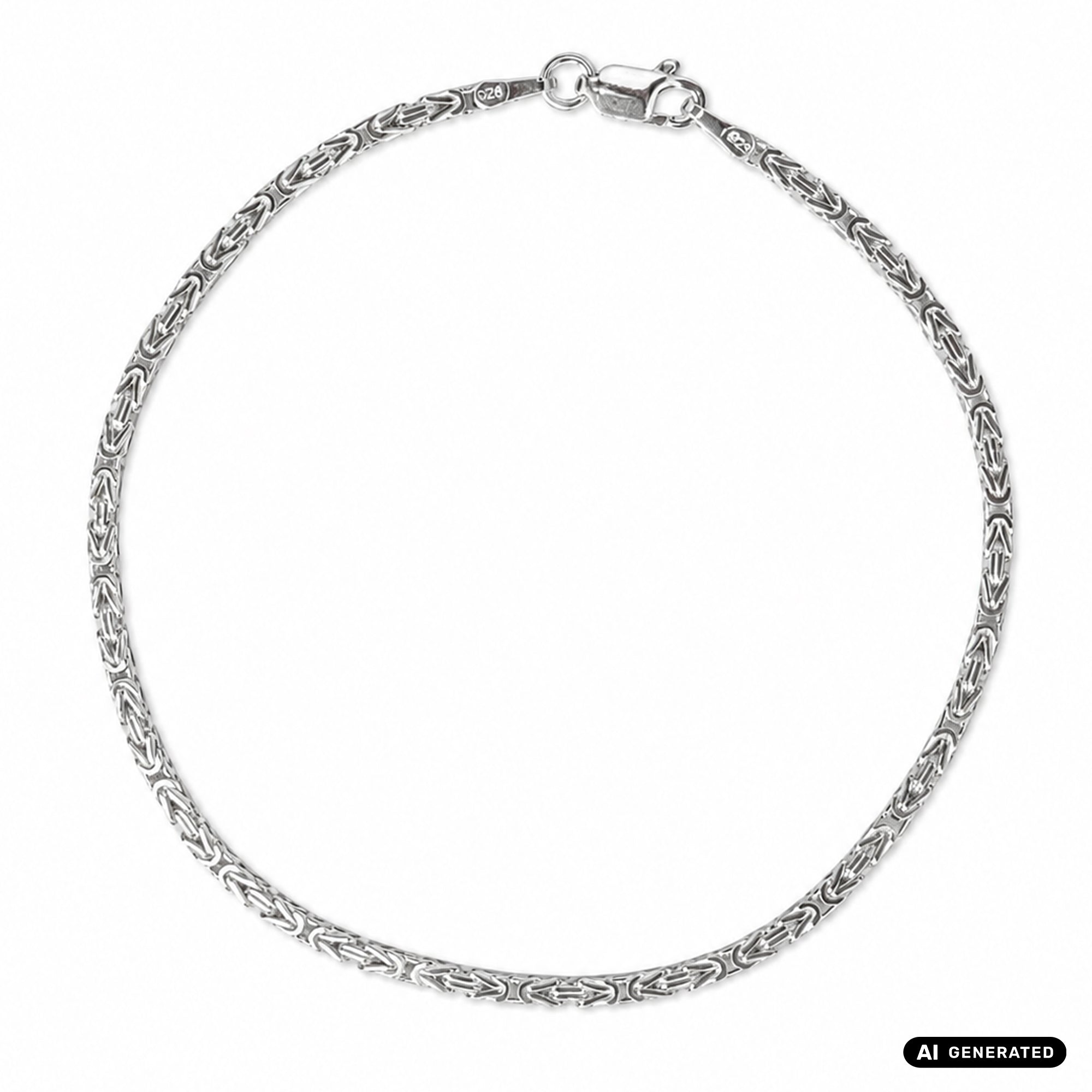 2mm Königskette Armband - 925 Silber massiv vierkant hochglanzpoliert