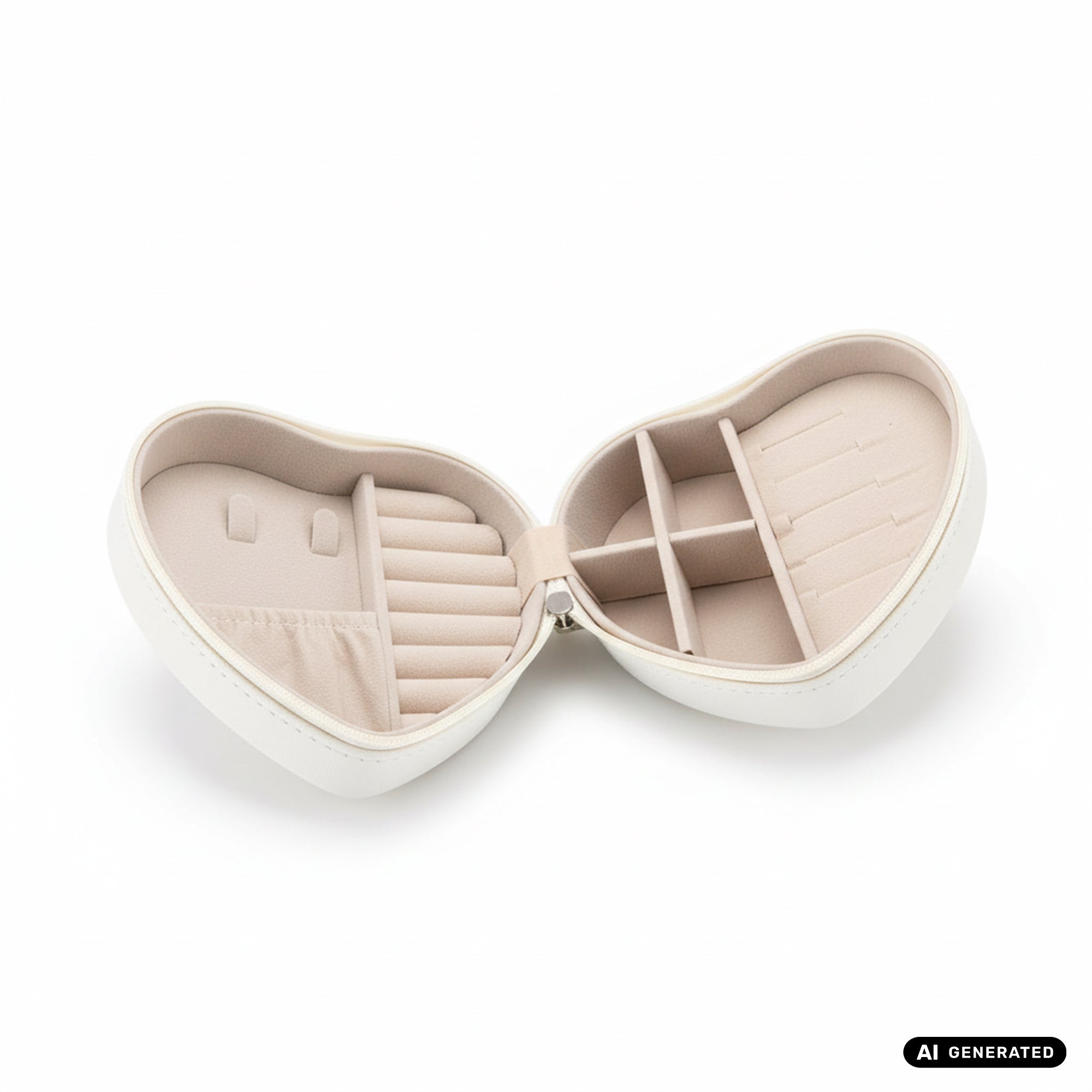 Schmuckbox Schatulle Herz in beige für Reise und Aufbewahrung Geschenkbox