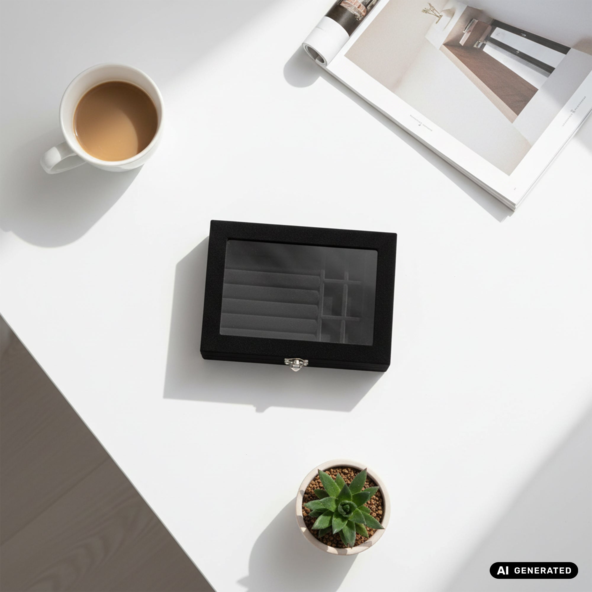 Elegante Schmuckbox mit 9 Fächern in Schwarz Aufbewahrung von Schmuck