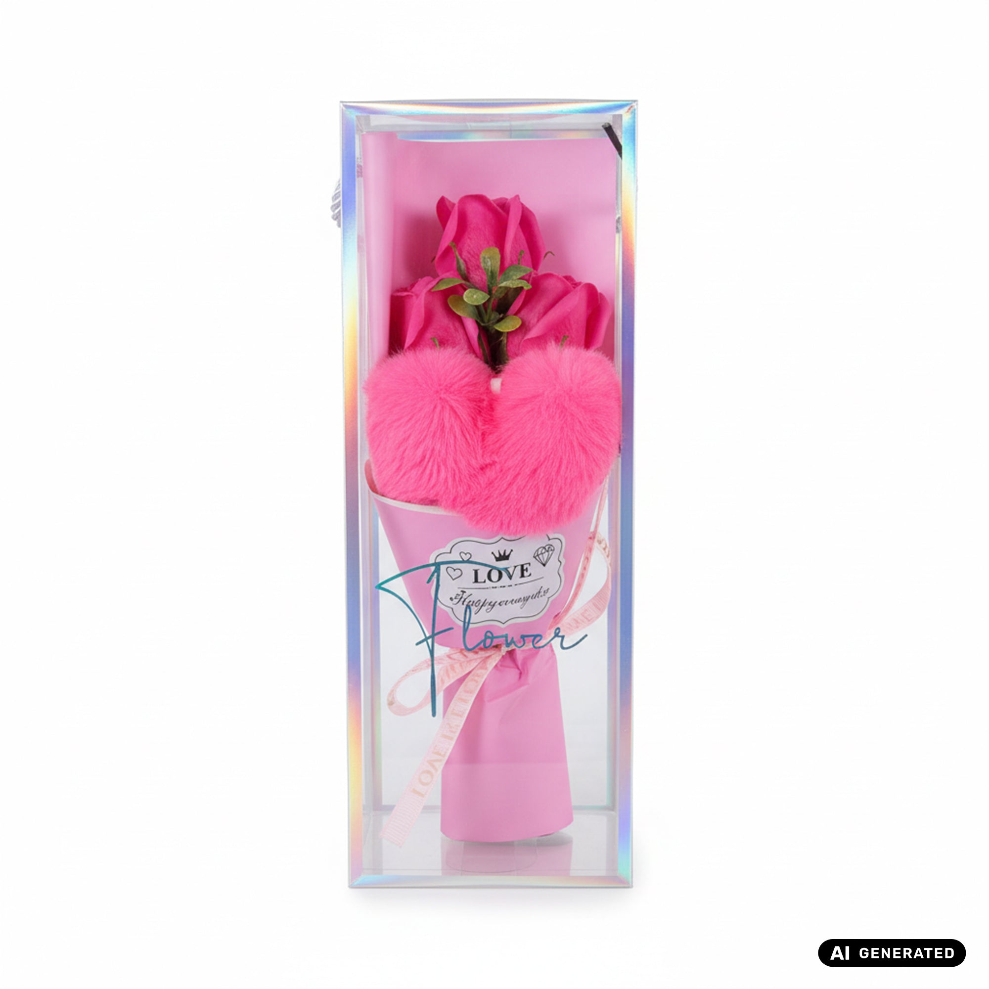 Elegante Deko-Rose in holografischer Geschenkbox für Valentinstag, Jahrestag, Geburtstag