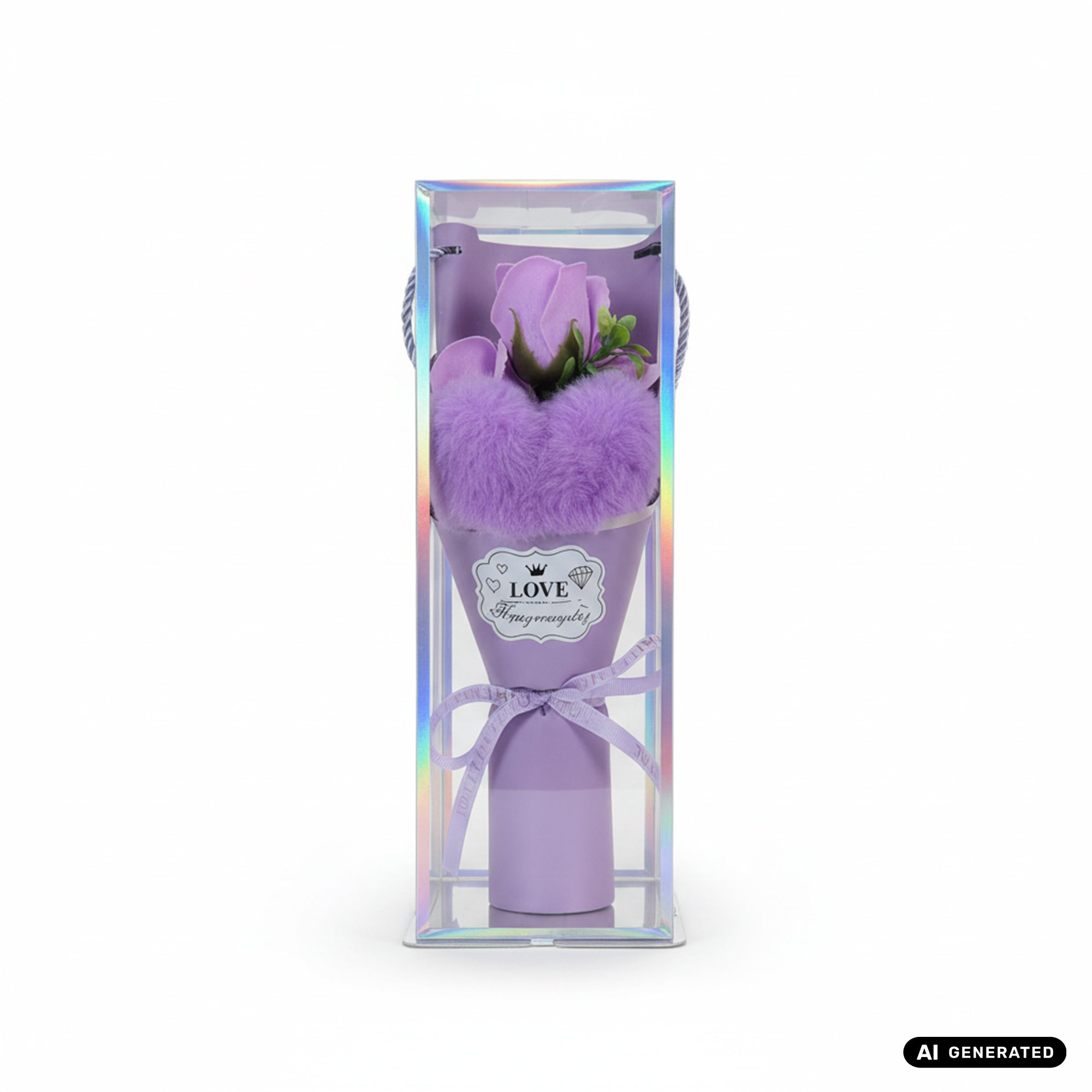 Elegante Deko-Rose in holografischer Geschenkbox für Valentinstag, Jahrestag, Geburtstag