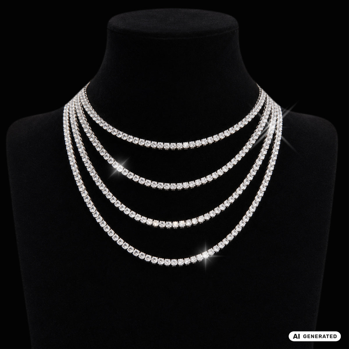 Tennis Chain Kette 4mm breit aus Edelstahl VVS