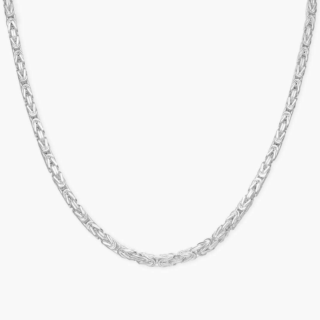 King's bracelet, king's chain, square, 3mm wide, highly sold polished, sterling silver 925