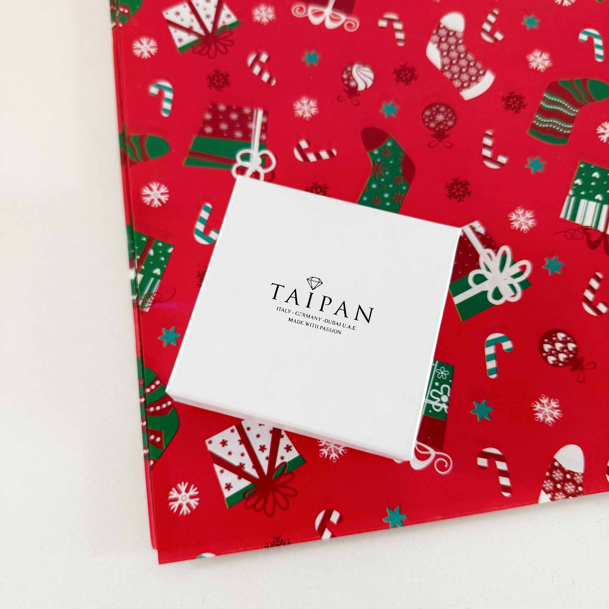 Weihnachtliche Geschenkverpackung inkl. Tüte und Schmuckschachtel weiß