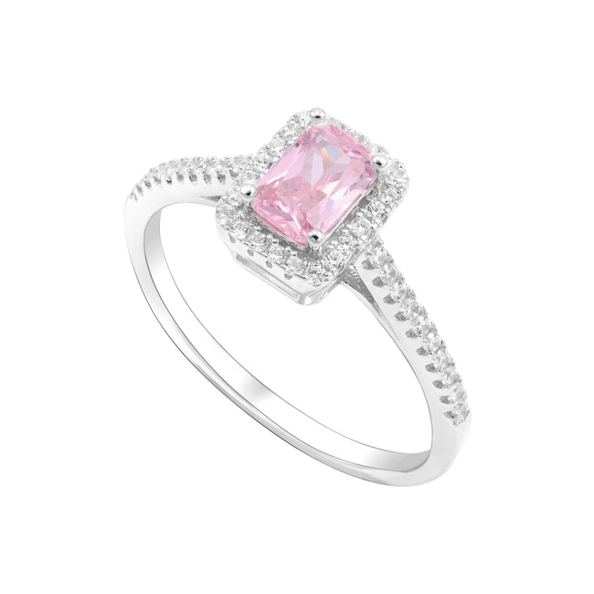 Bild von Damen pink Lady Cocktailring Zirkonia Silberring Größe 6-8 aus 925 Sterlingsilber