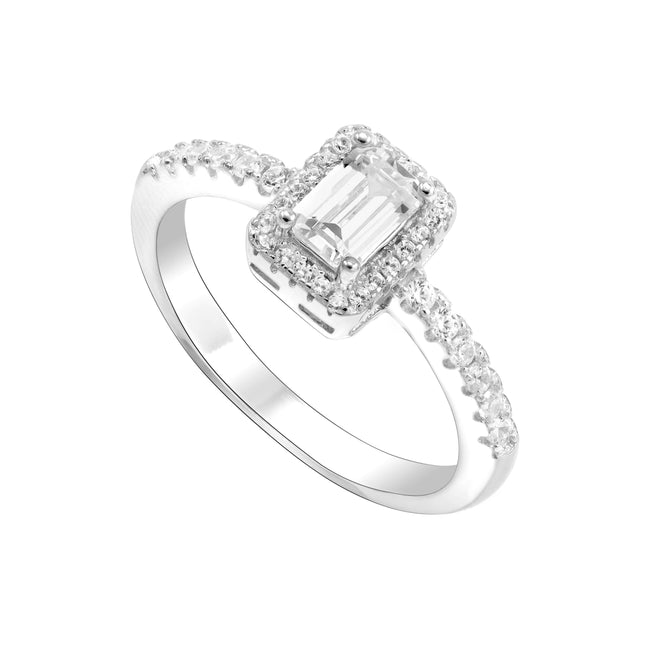 Bild von Damen Baguette Zirkonia Statement Silberring Größe  6-9 aus 925 Sterlingsilber