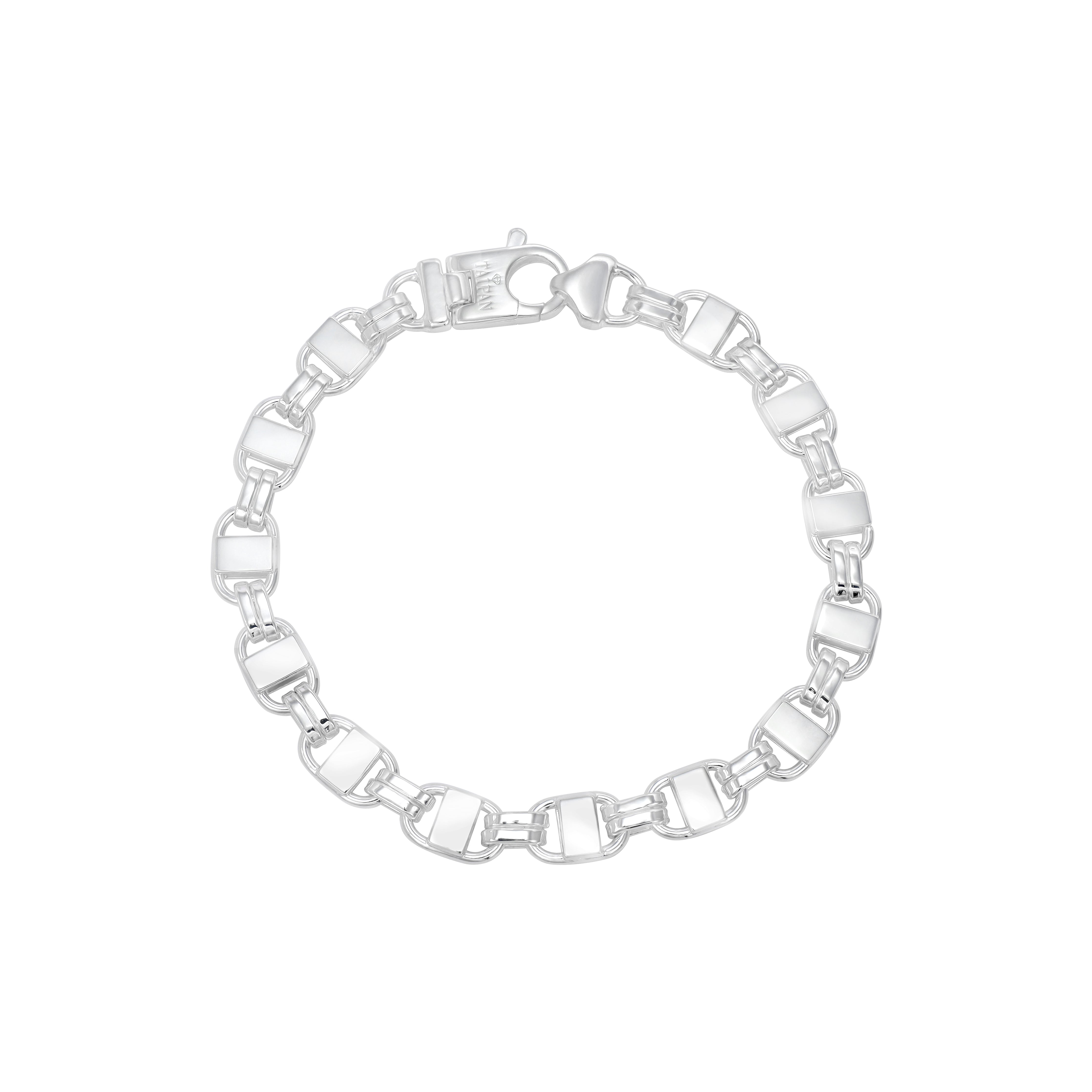 8mm Plattenketten Armband 21cm aus 925 Sterlingsilber