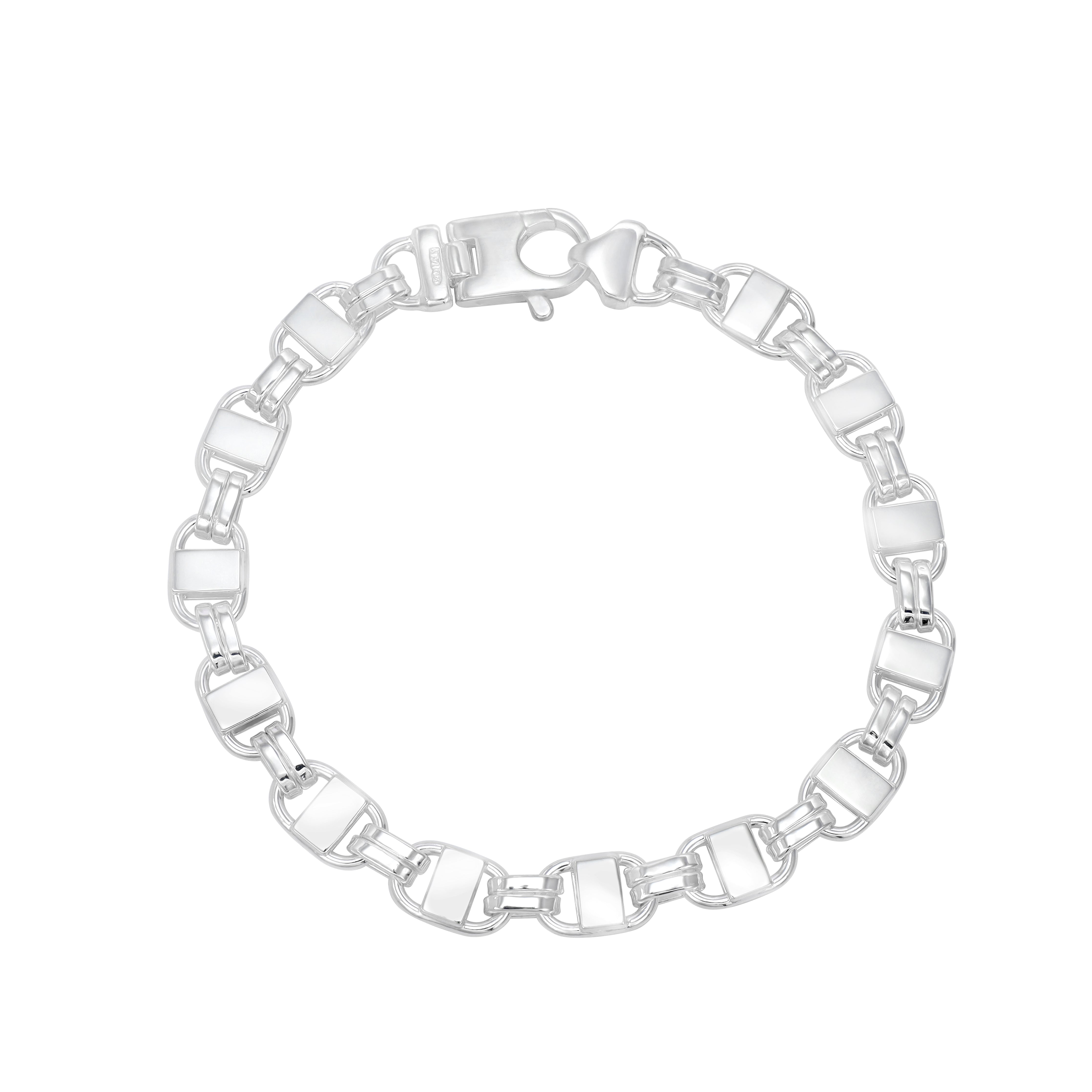 8mm Plattenketten Armband 21cm aus 925 Sterlingsilber