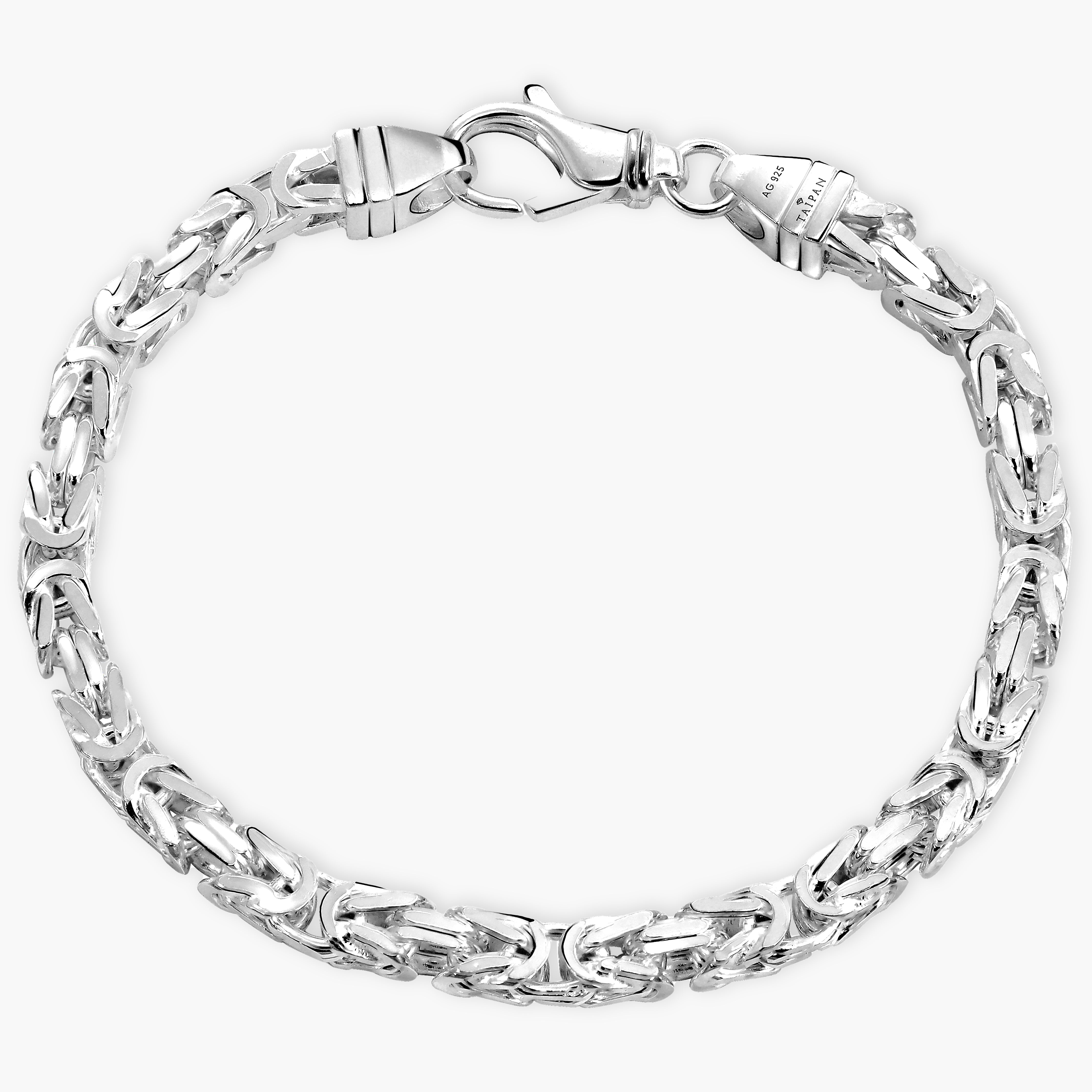 5mm Königskette Armband - 925 Silber massiv vierkant