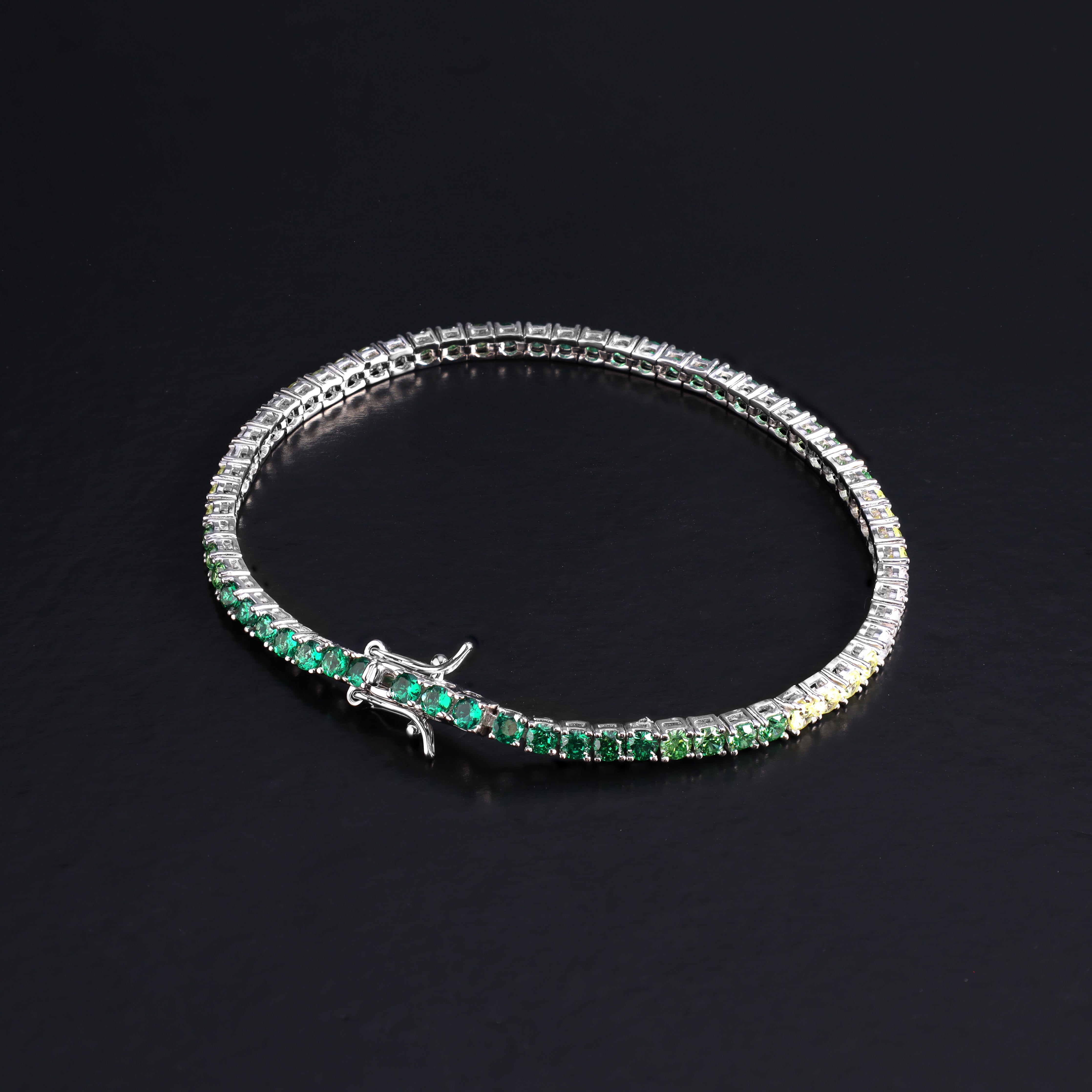 Tennis Chain Armband mit grünen Zirkonia - aus 925 Sterlingsilber - Taipan Schmuck