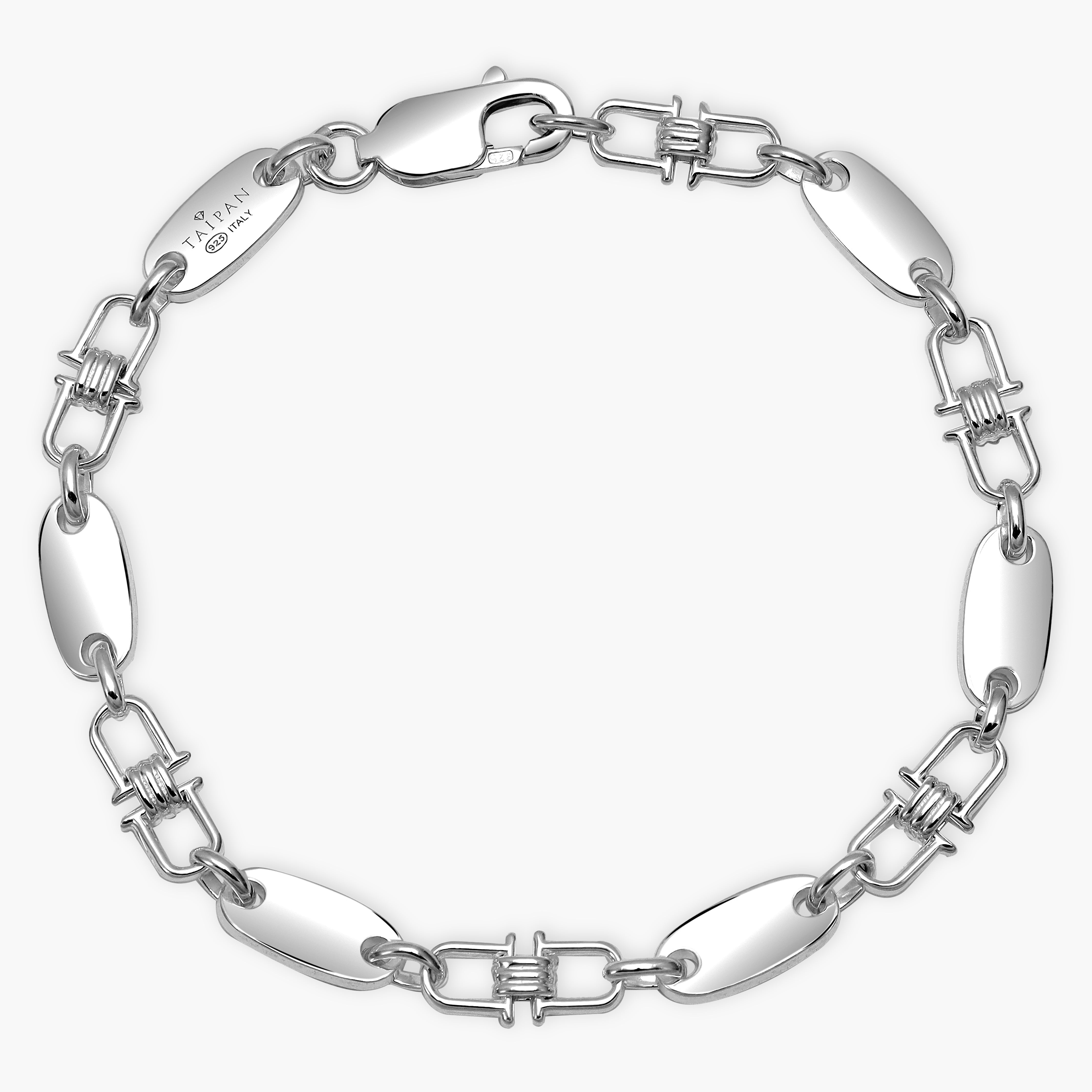 6mm Plattenkette Armband Taipan Schmuck 925 Sterlingsilber