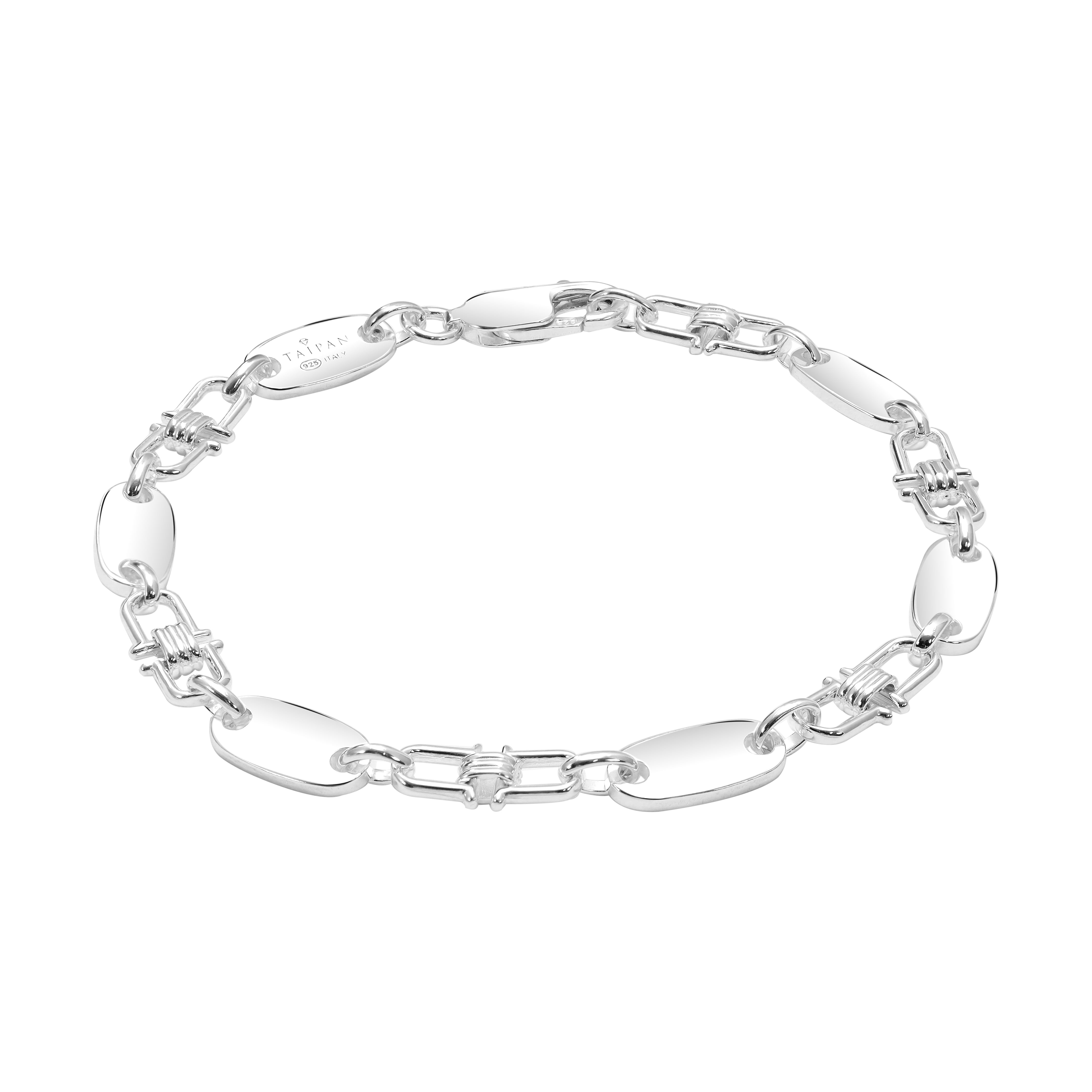 Plattenkette Armband Steigbügelkette 6mm breit 19cm lang aus 925 Sterling Silber (B364) - Taipan Schmuck