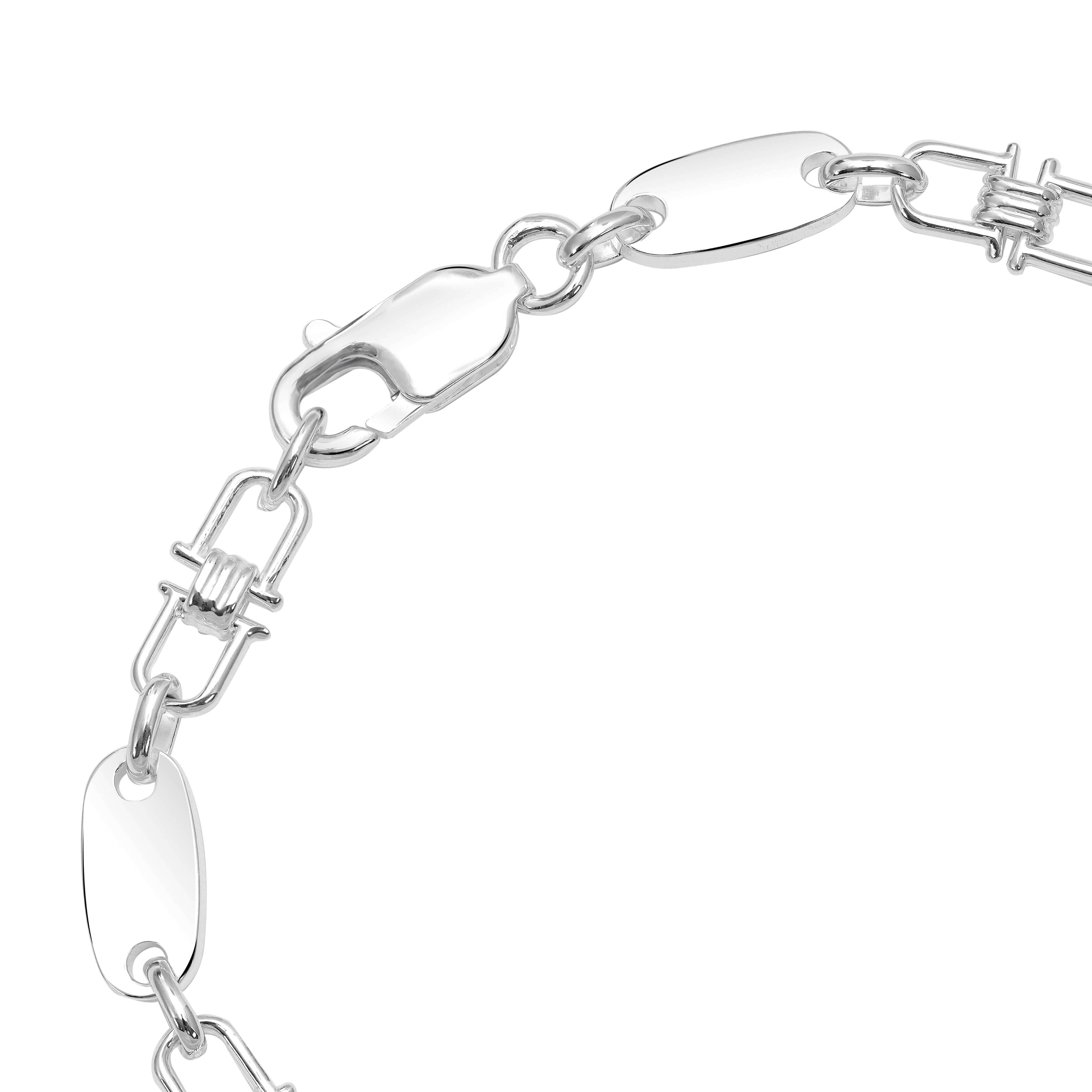 Plattenkette Armband Steigbügelkette 6mm breit 19cm lang aus 925 Sterling Silber (B364) - Taipan Schmuck