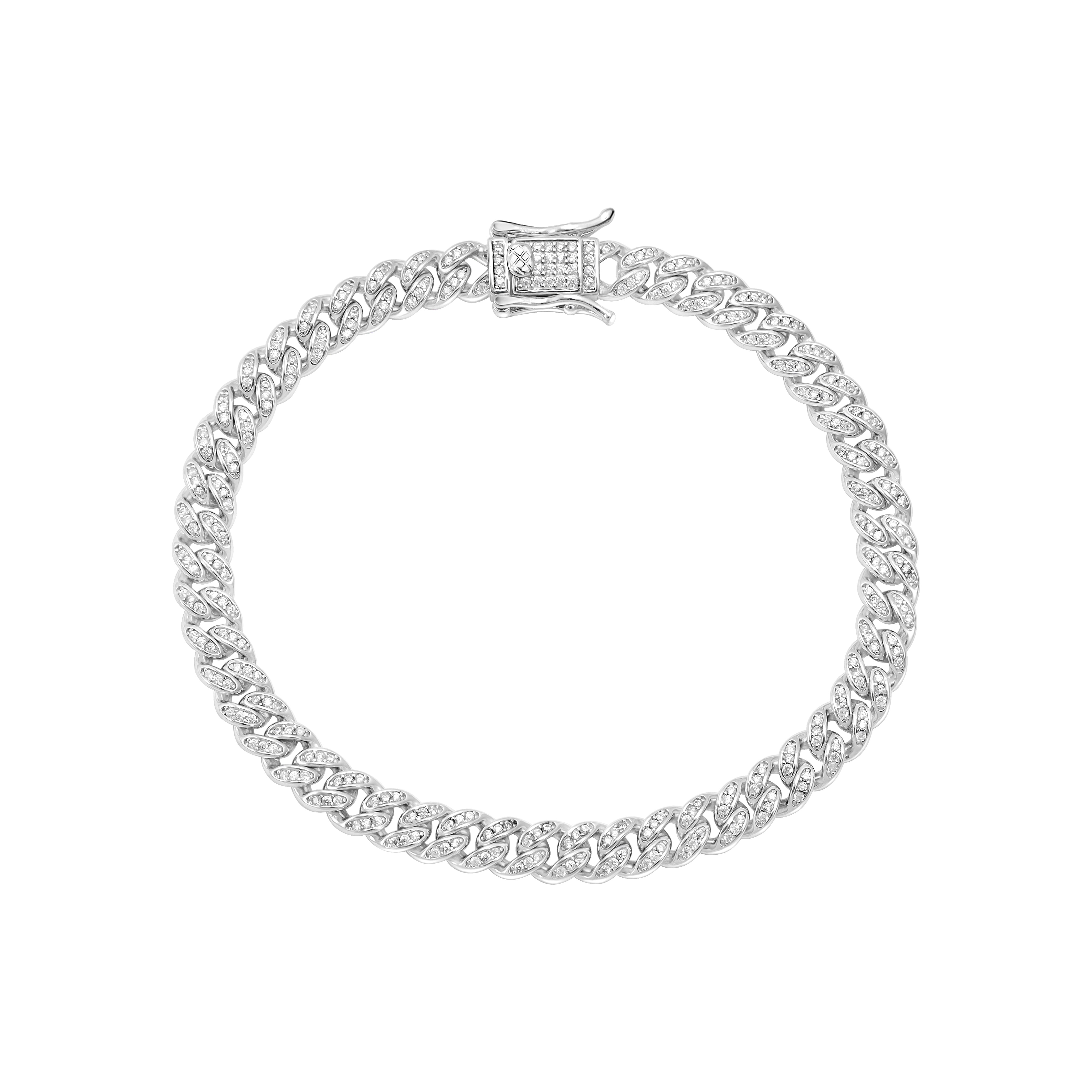 6,5mm Miami Cuban Link Iced Out Stil 21cm aus 925 Sterlingsilber